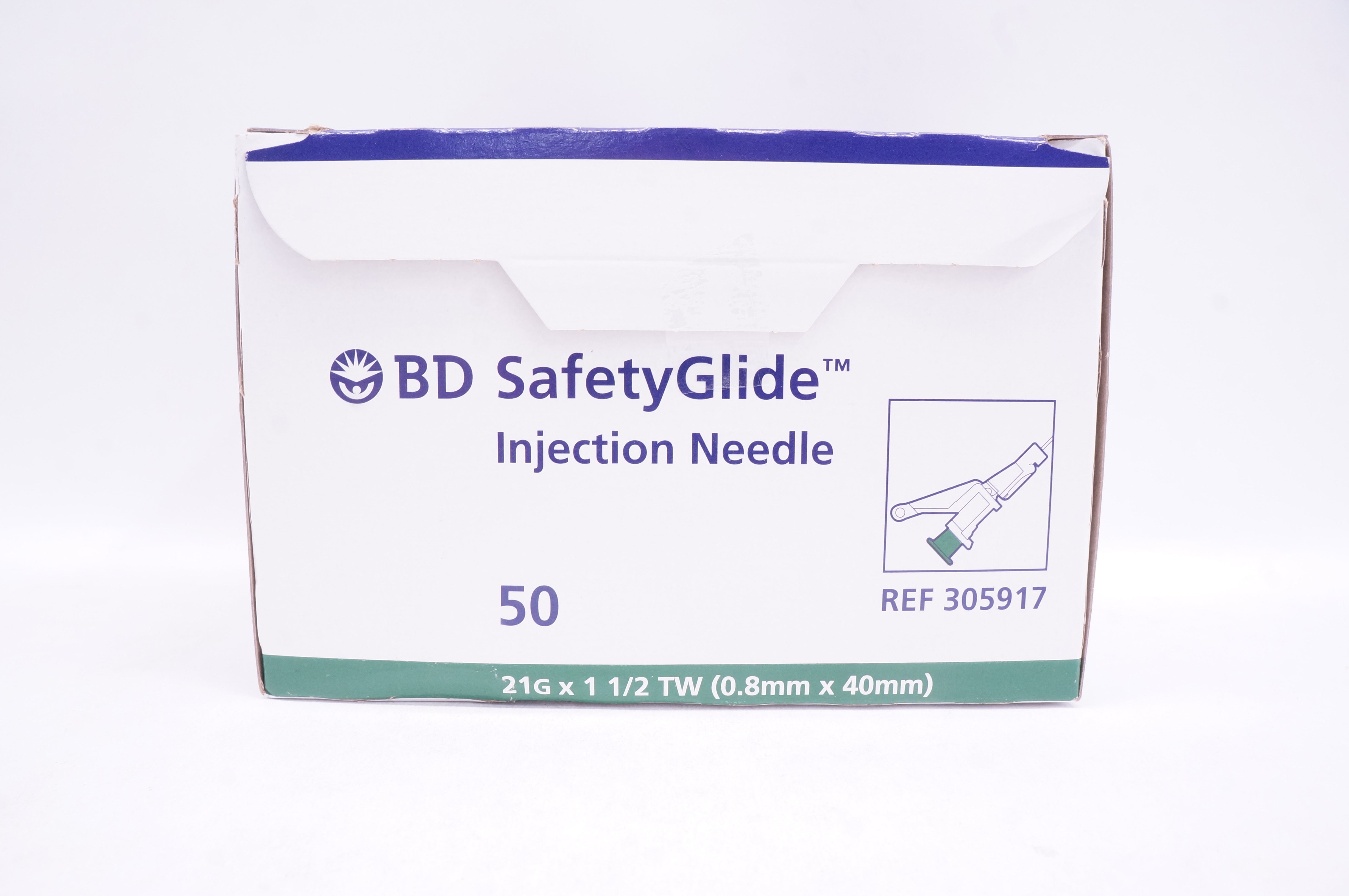 BD 305917 SafetyGlide Injection Ndle 21G x 1 1/2 TW - Box of 50 (x)