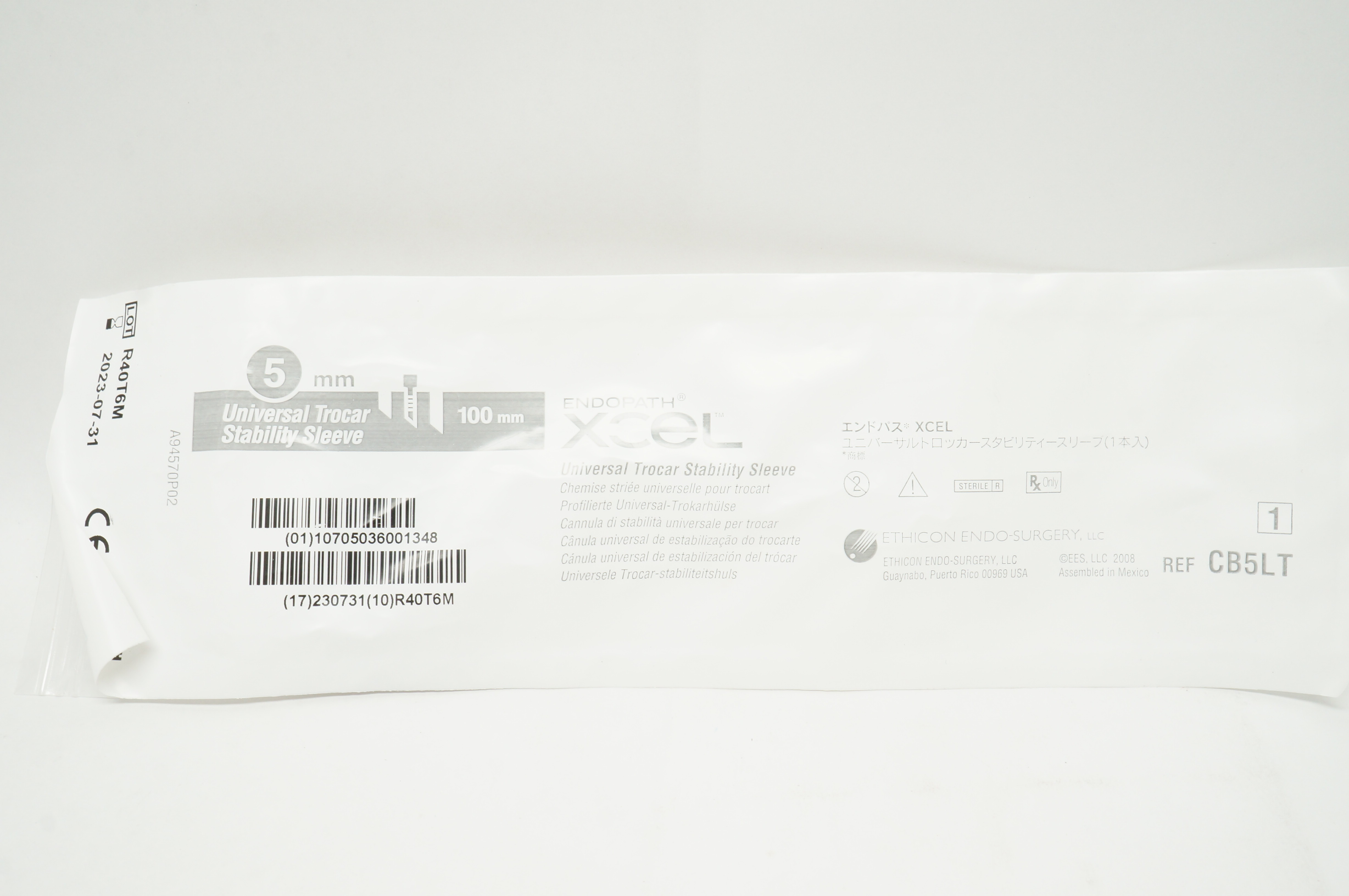 Ethicon CB5LT Xcel Trocar Sleeve W/ Stability Sleeve 5mm x 100mm