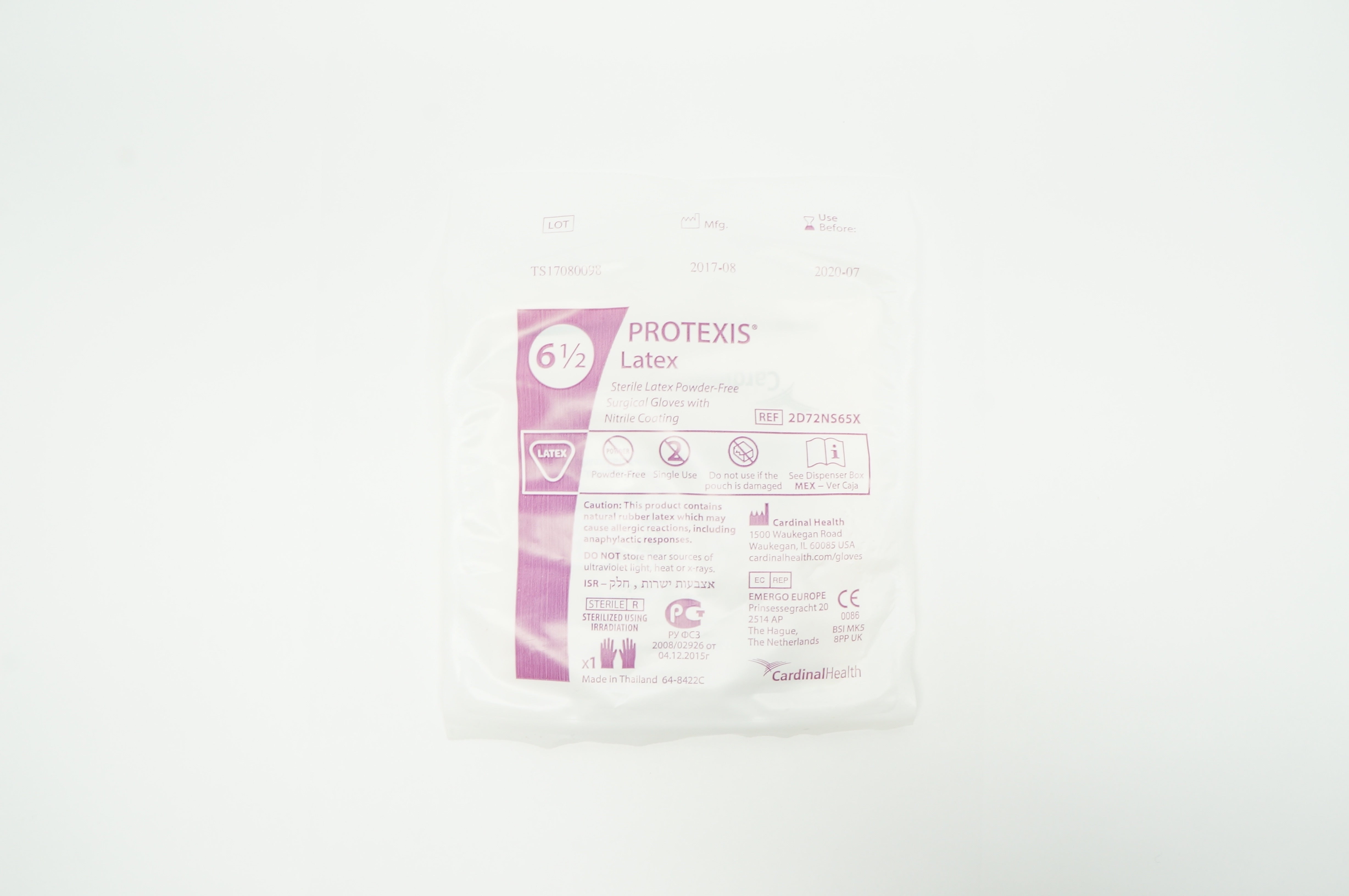 Cardinal Health 2D72NS65X Protexis Latex Powder-Free Surgical Gloves, 6 1/2 (x)