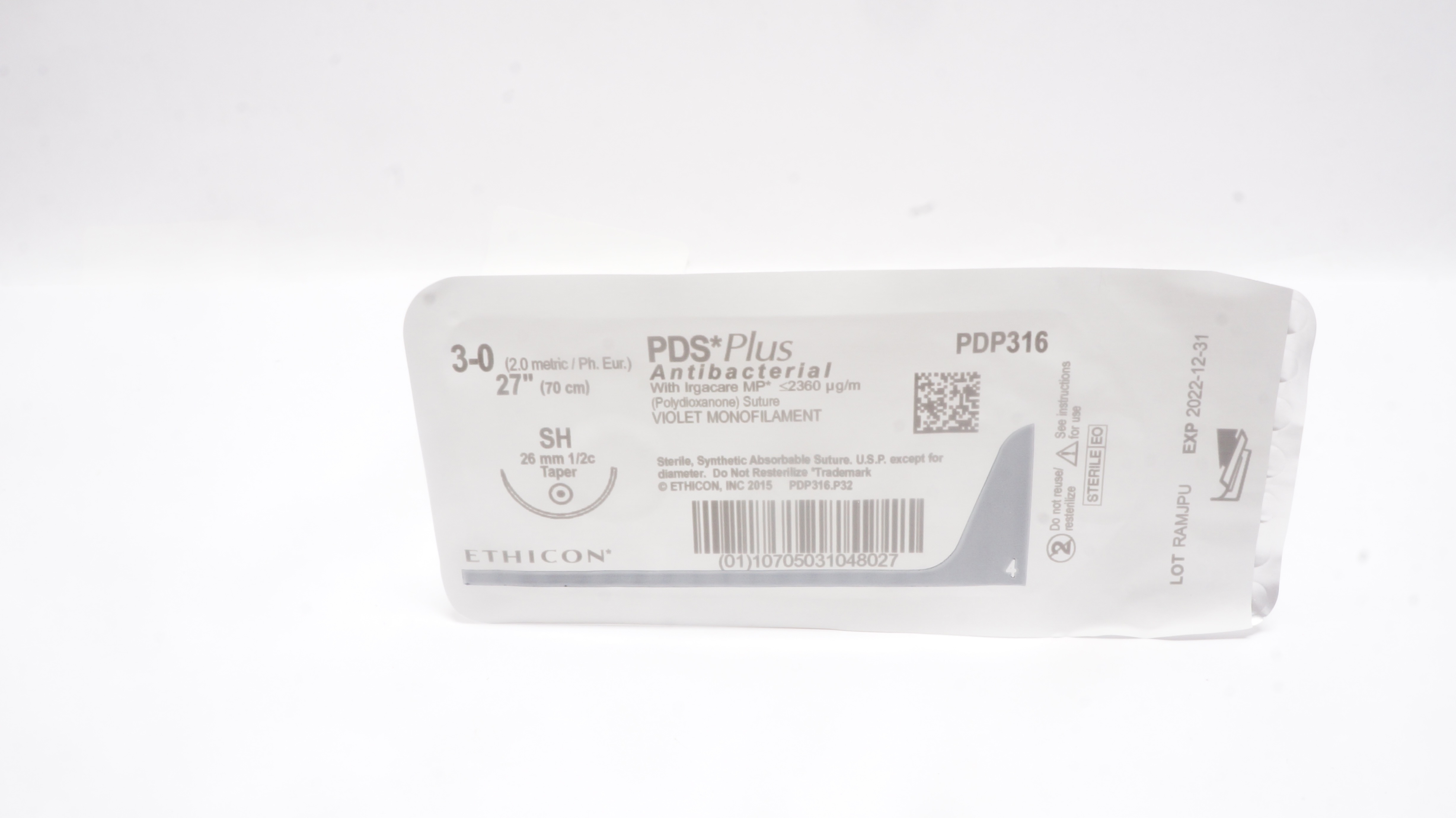 Ethicon PDP316 3-0 PDS Plus, SH 26mm 1/2c Taper, 27inch (x)