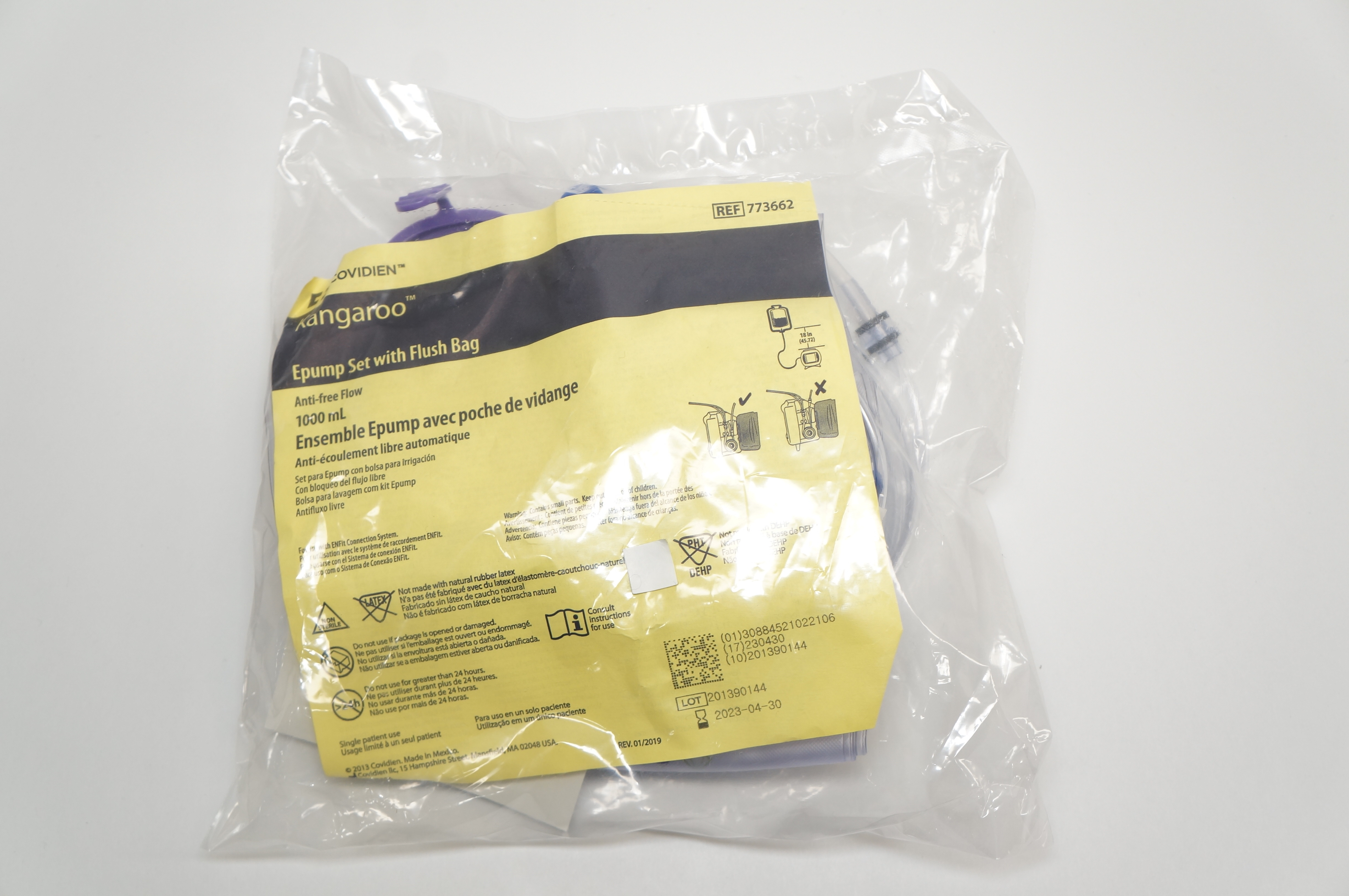 Covidien 773662 Kangaroo Epump Set with Flush Bag, 1000ml