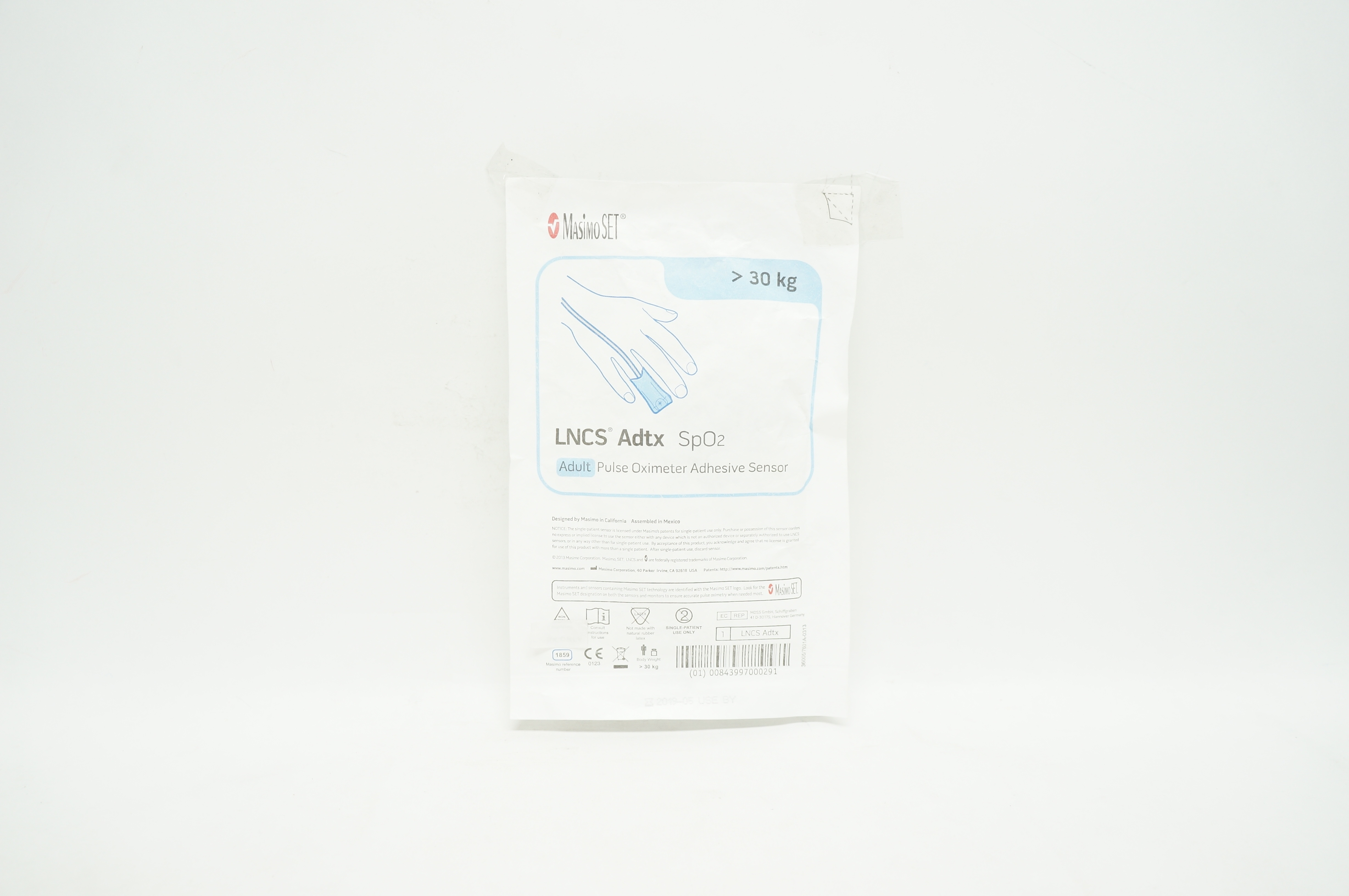 Masimo 1859 LNCS Adtx SpO2 Adult Pulse Oximeter Adhesive Sensor >30 kg (x)