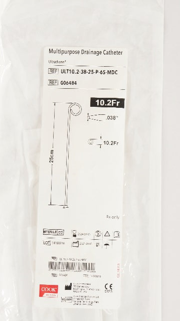 Cook Medical G06484 Multipurpose Drainage Cath. 10 .2Fr x .038inch x 25cm