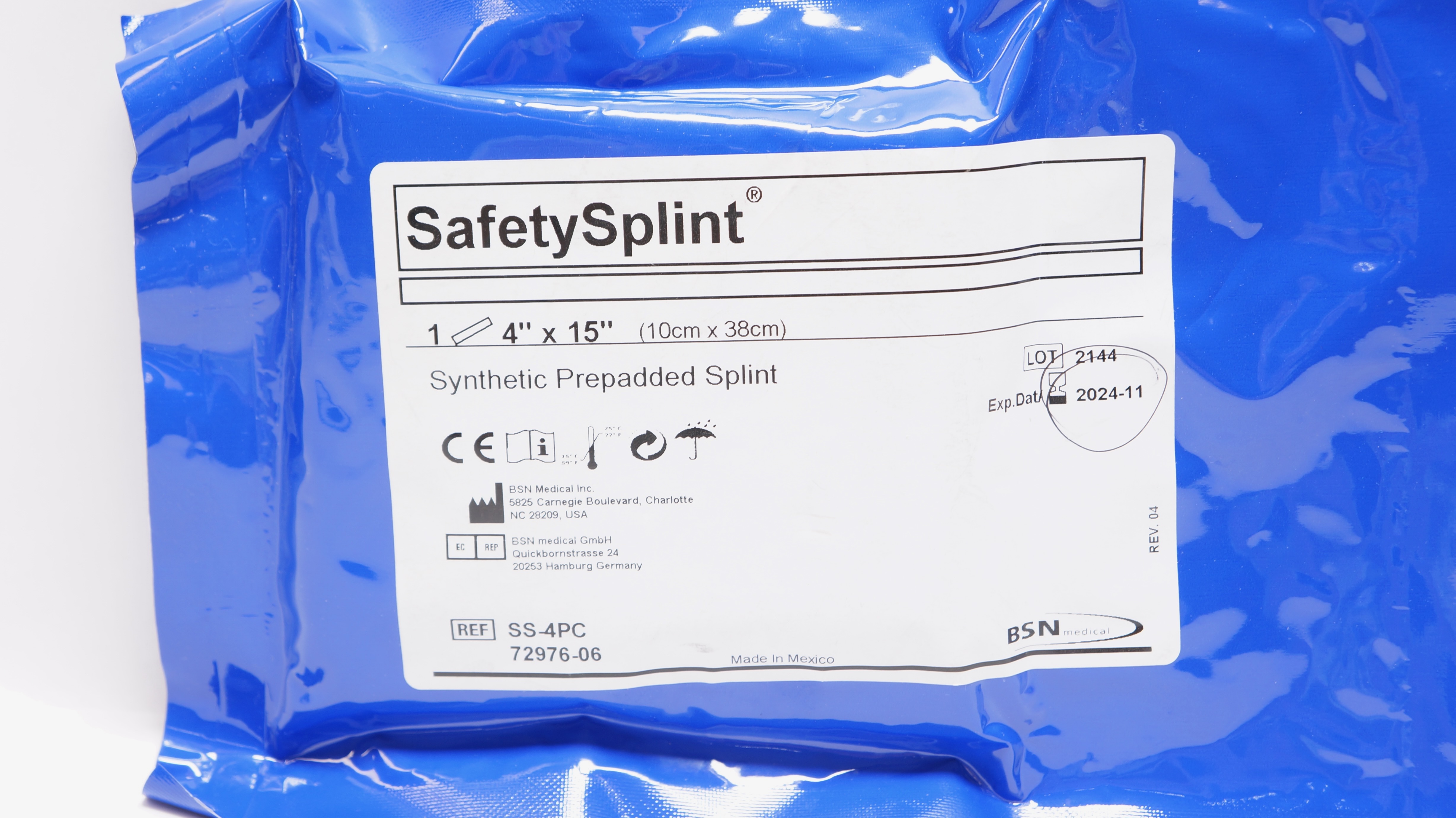 BSN Medical SS-4PC SafetySplint Synthetic Prepadded Splint 4 x 15inch
