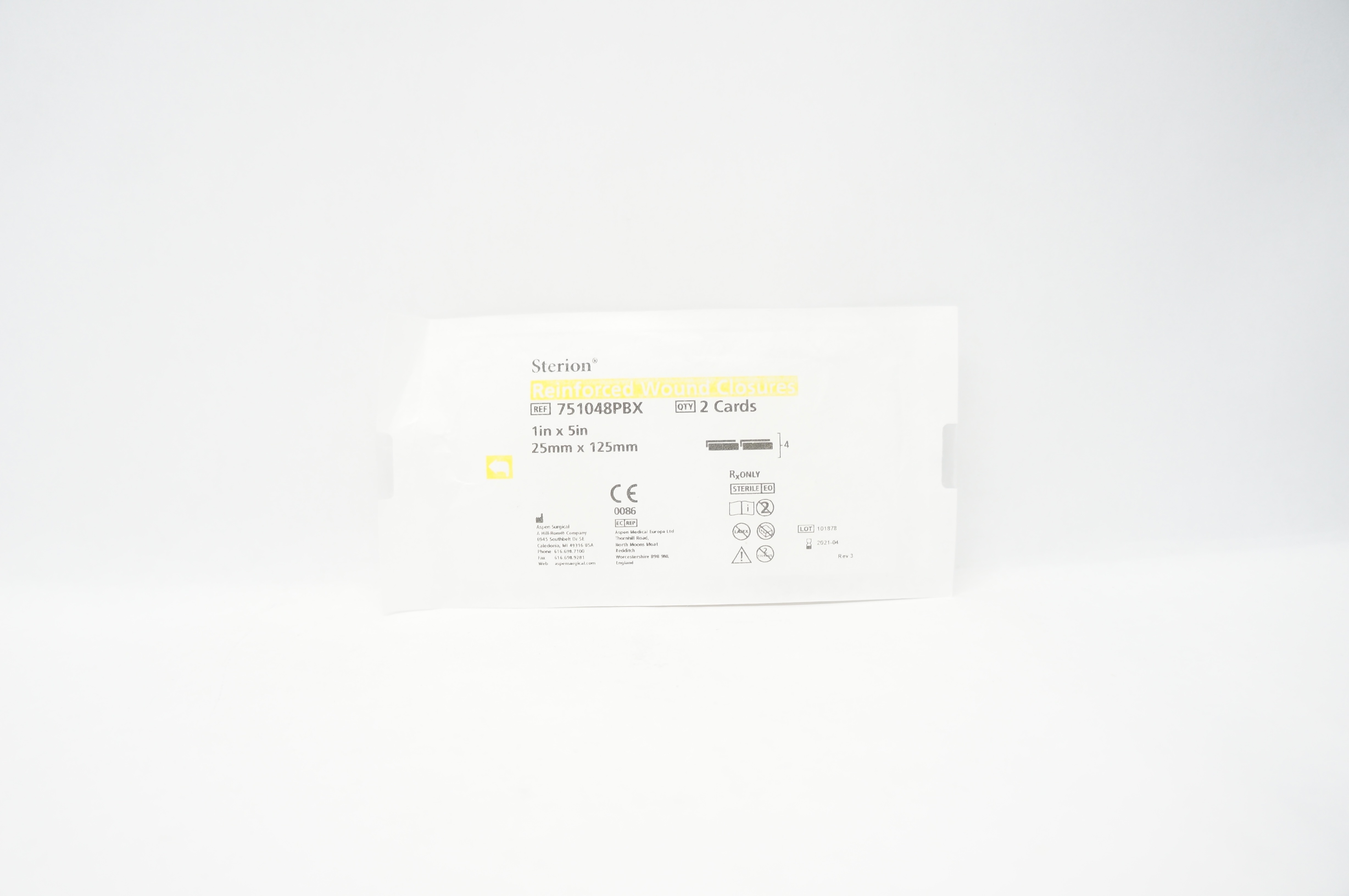 Aspen 751048PBX Sterion Reinforced Wound Closures 1/2 x 5inch (x) - Pack of 2