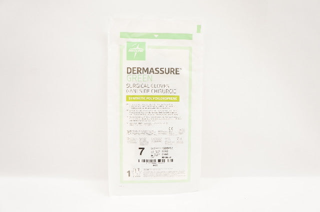 Medline MSG6570 Dermassure Green Surgical Gloves, Size 7