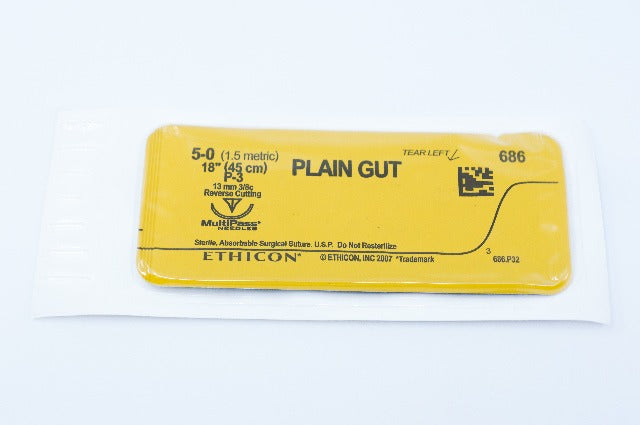 Ethicon 686 5-0 PLAIN GUT Surgical Stre 13mm 3/8c Reverse Cutting, 18inch (x)