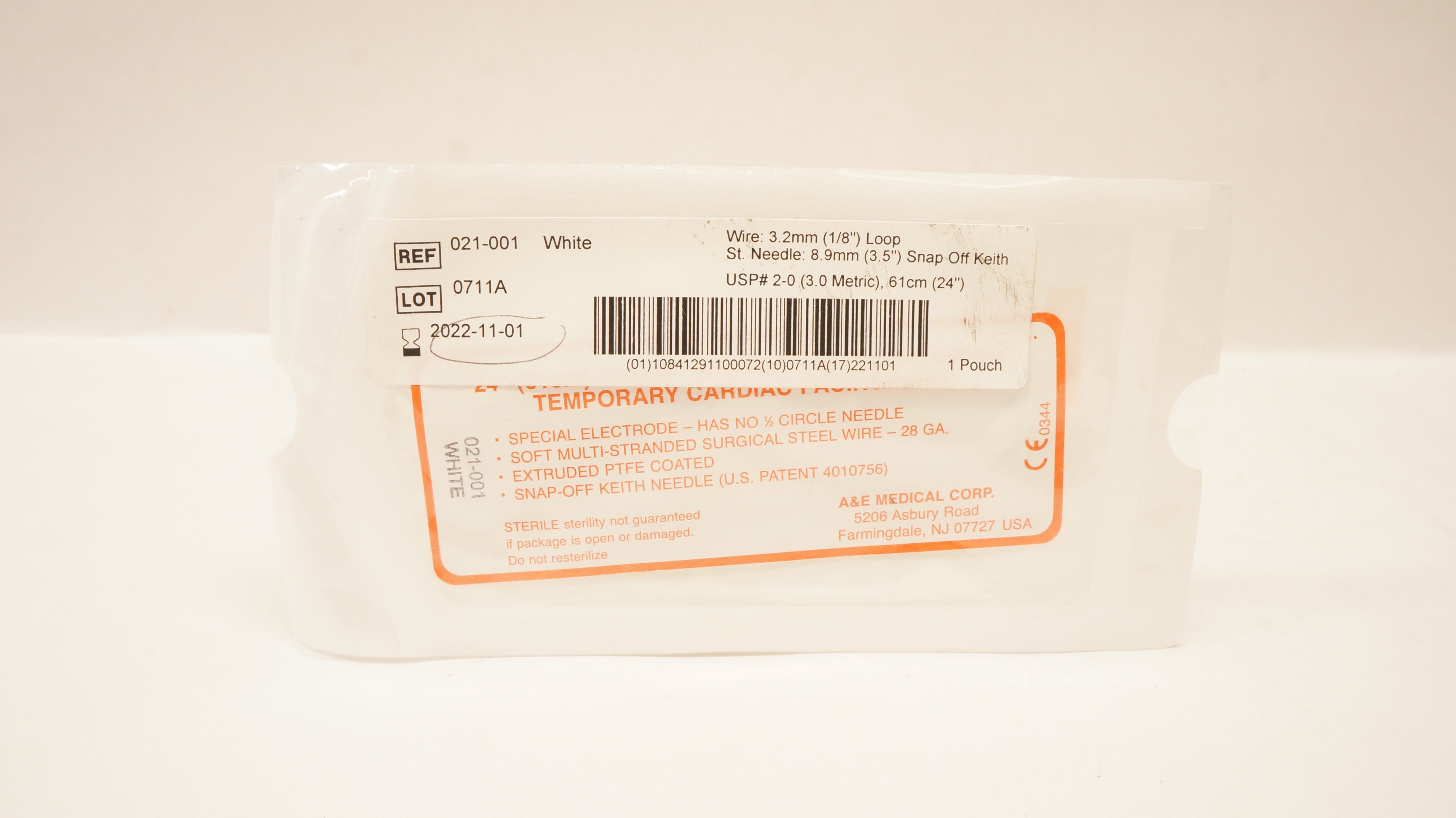 A&E Medical 021-001 2-0 Wire 1/8inch Loop St.Ndle 3.5inch Snap Off Keith (x)
