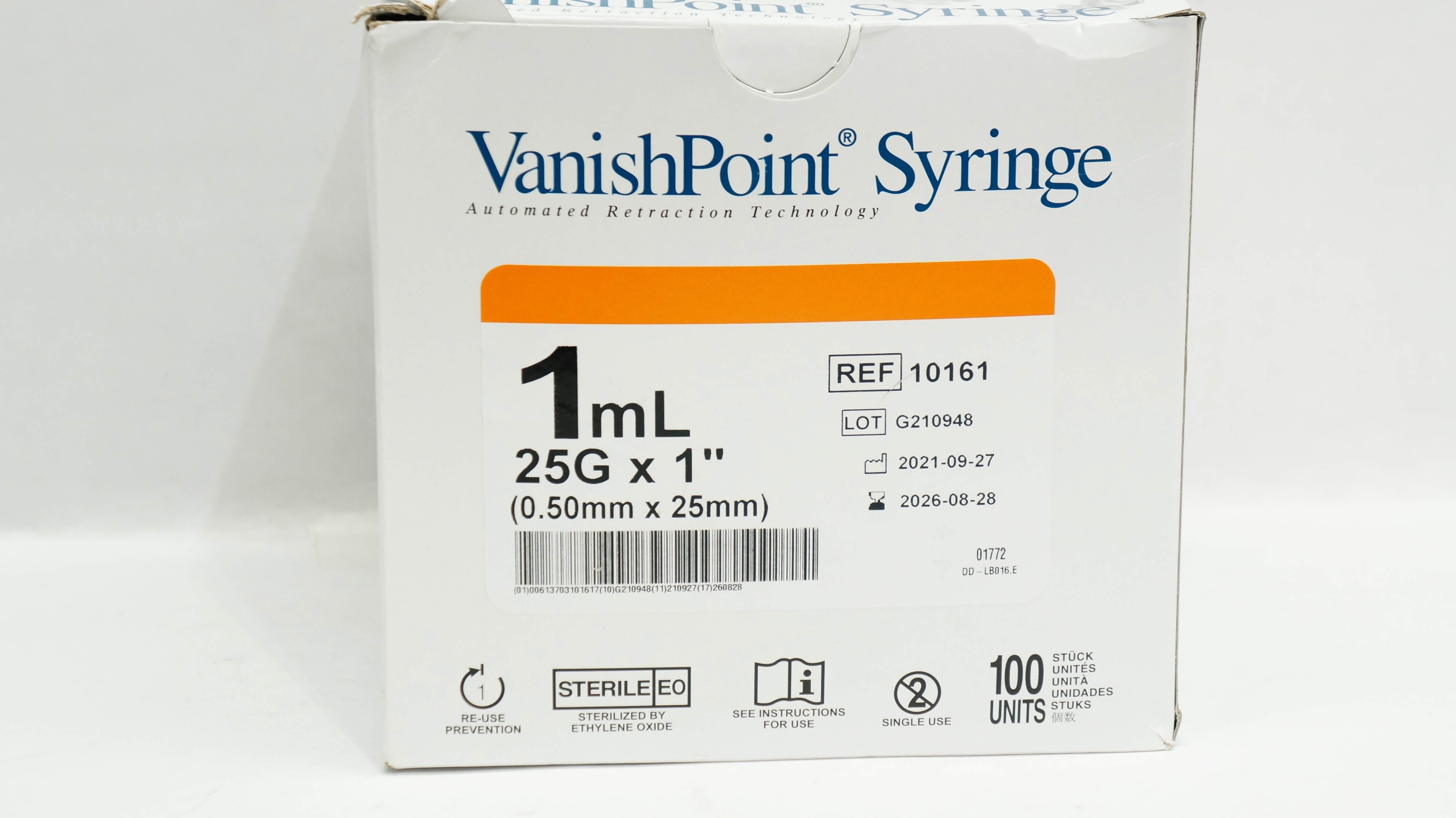 Retractable Technologies 10161 VanishPoint Syringe 1mL, 25G x 1inch ...