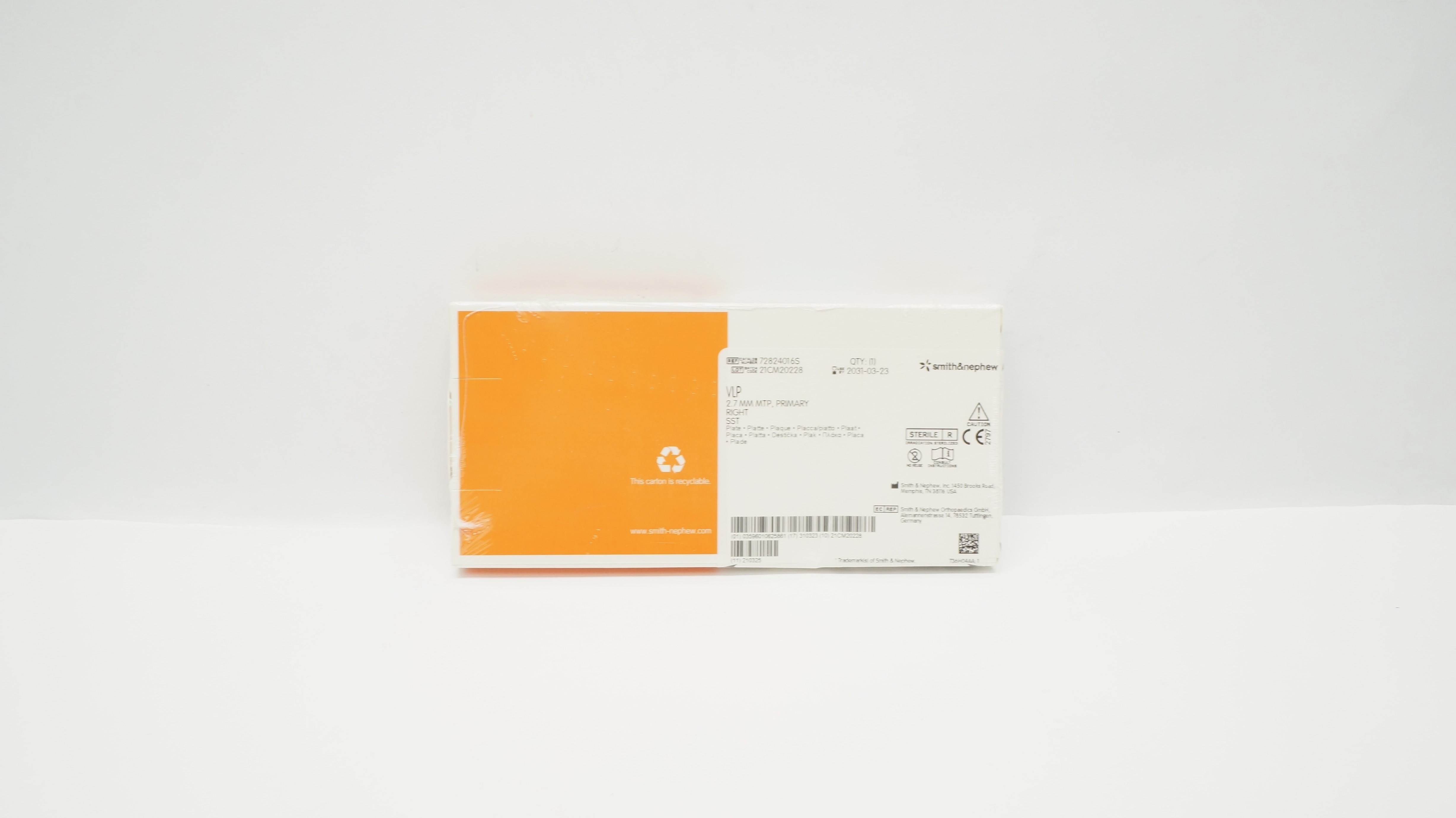 Smith&Nephew 72824016S MTP Plate Primary, Right 2.7mm