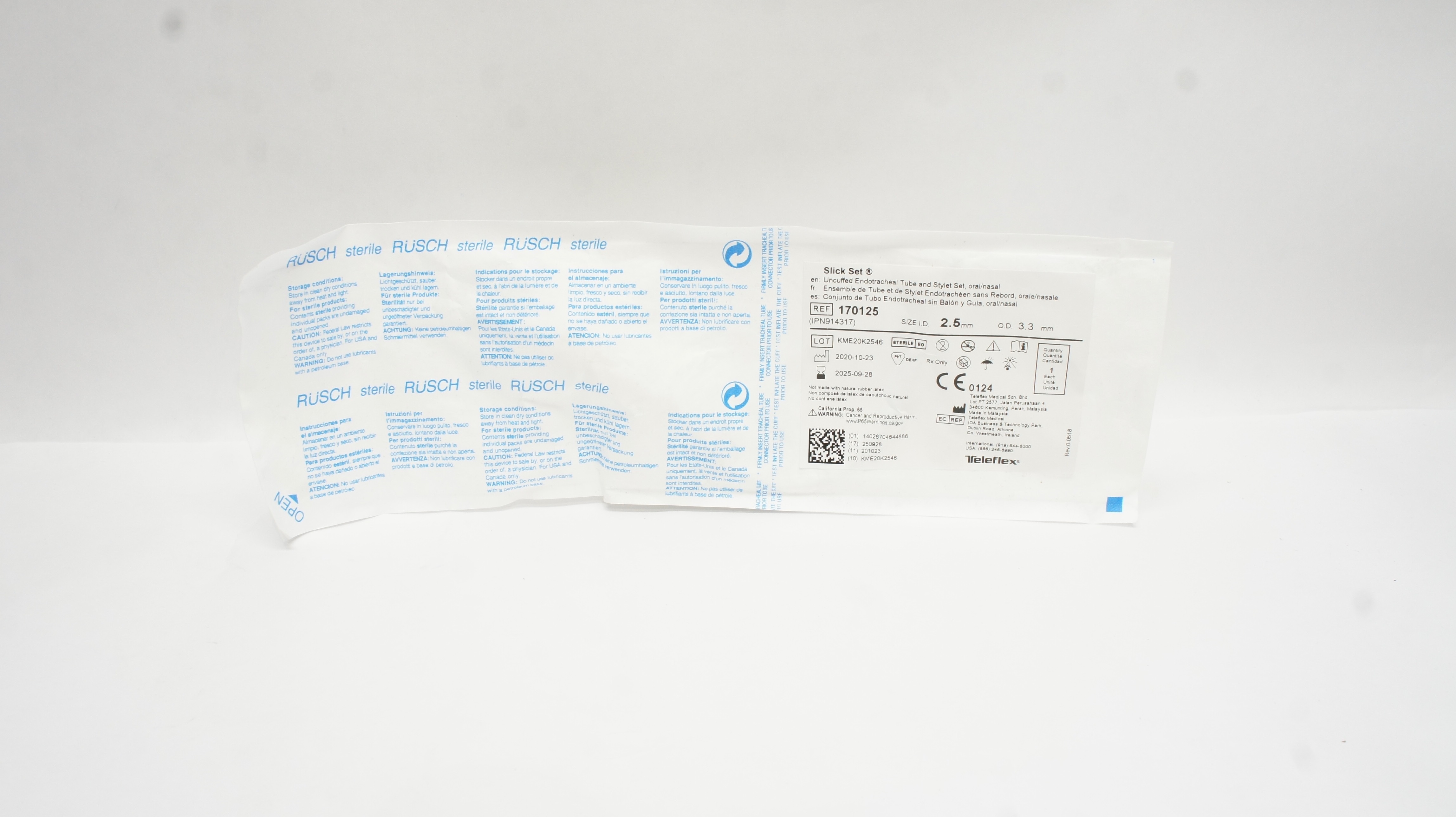 Teleflex 170125 Rusch Slick Set Endotracheal Tube and Stylet Set 2.5ID ...