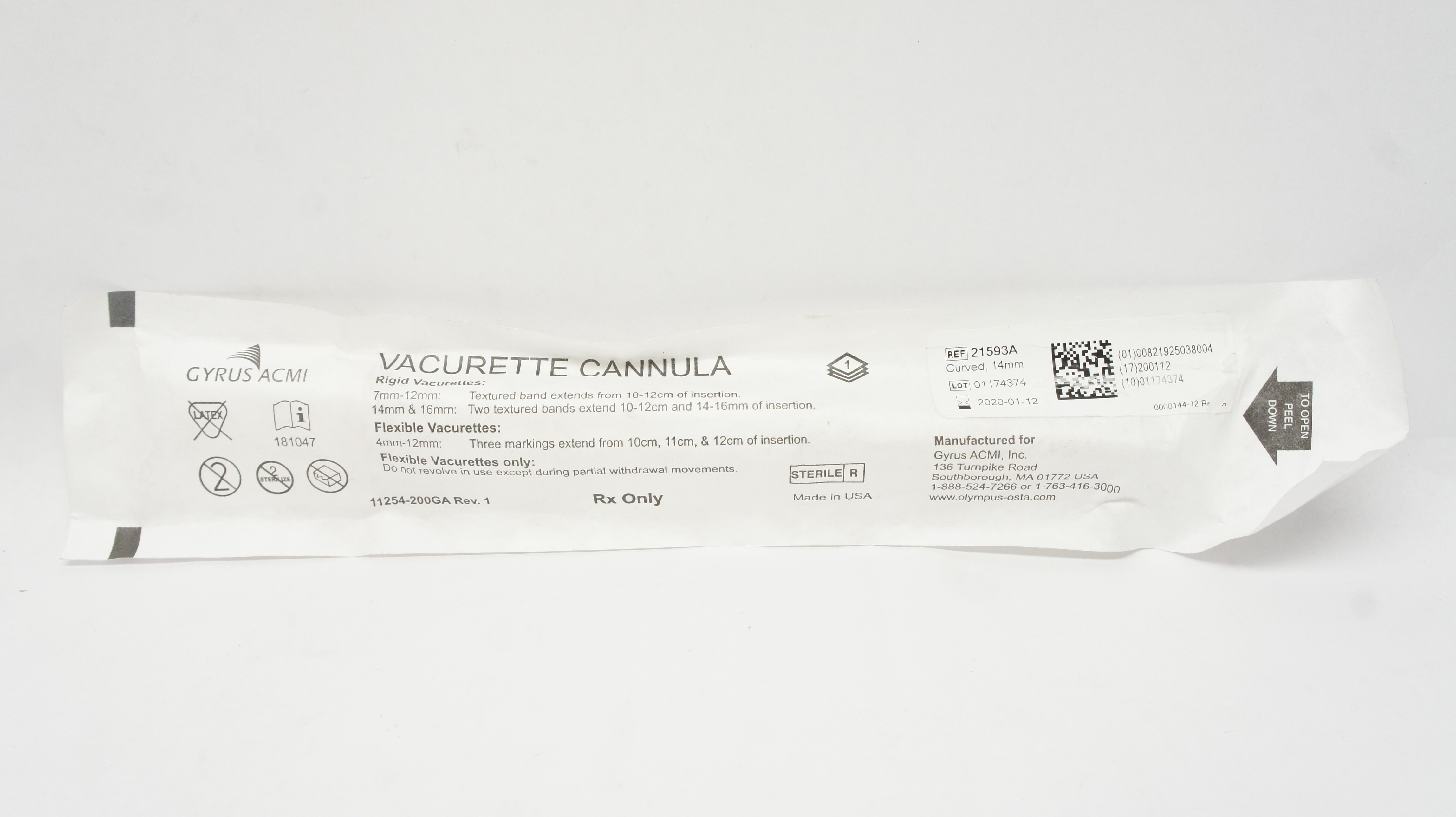 Gyrus Acmi 21593A Vacurette Cannula Curved 14mm Rigid (x)