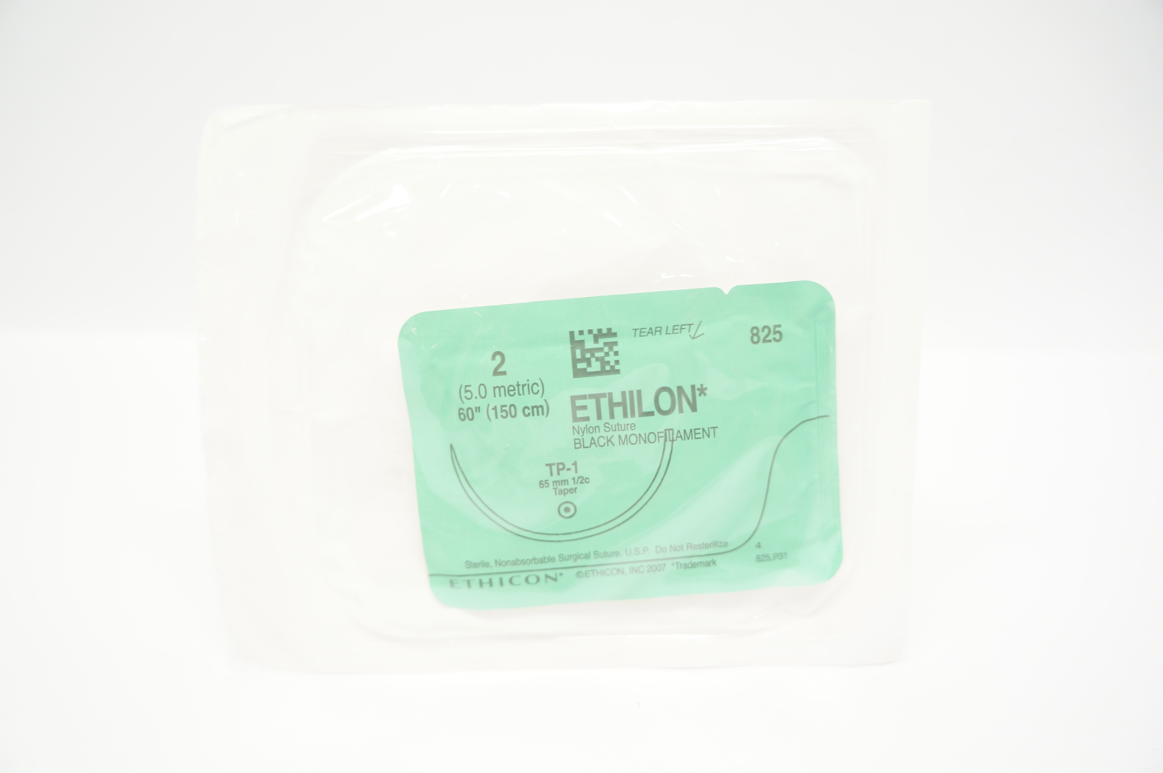 Ethicon 825 2 Ethilon Nylon Stre Black Monofilament TP-1 65mm 1/2c Taper 60 inch