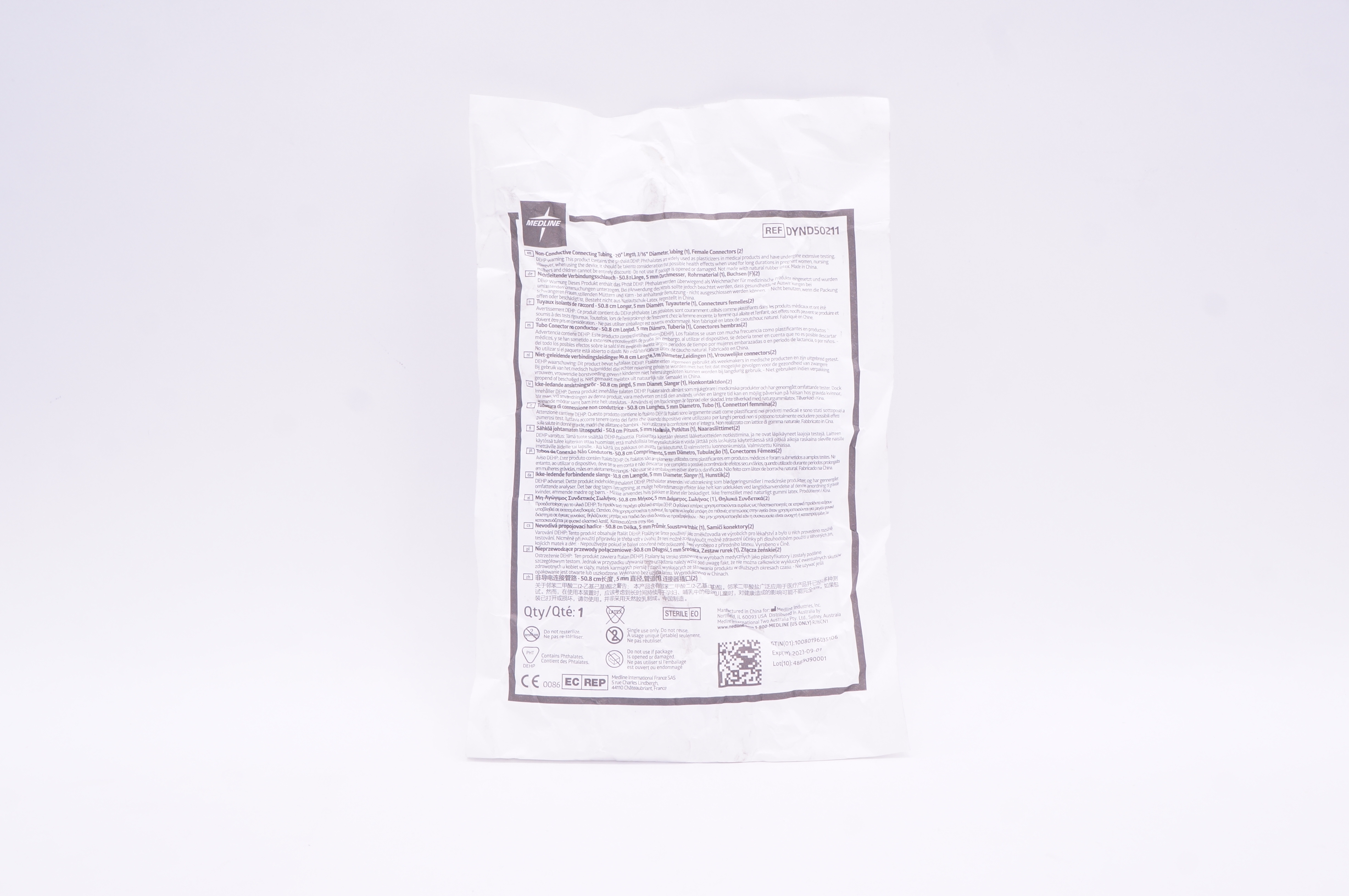 Medline DYND50211 Non Conductive Connecting Tubing 20inch x 3/16inch