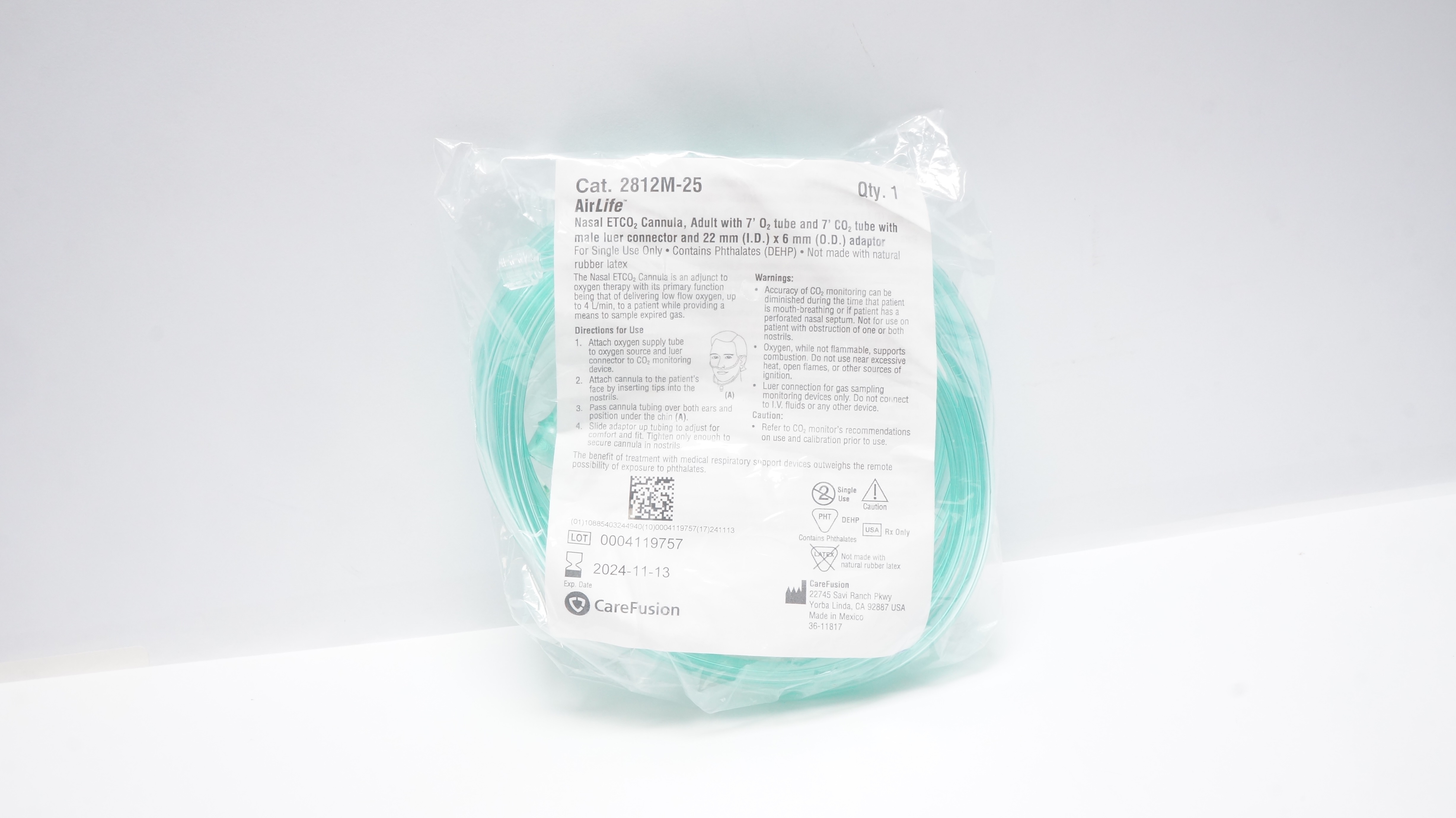 CareFusion 2812M-25 Nasal ETCO2 Cannula Adult