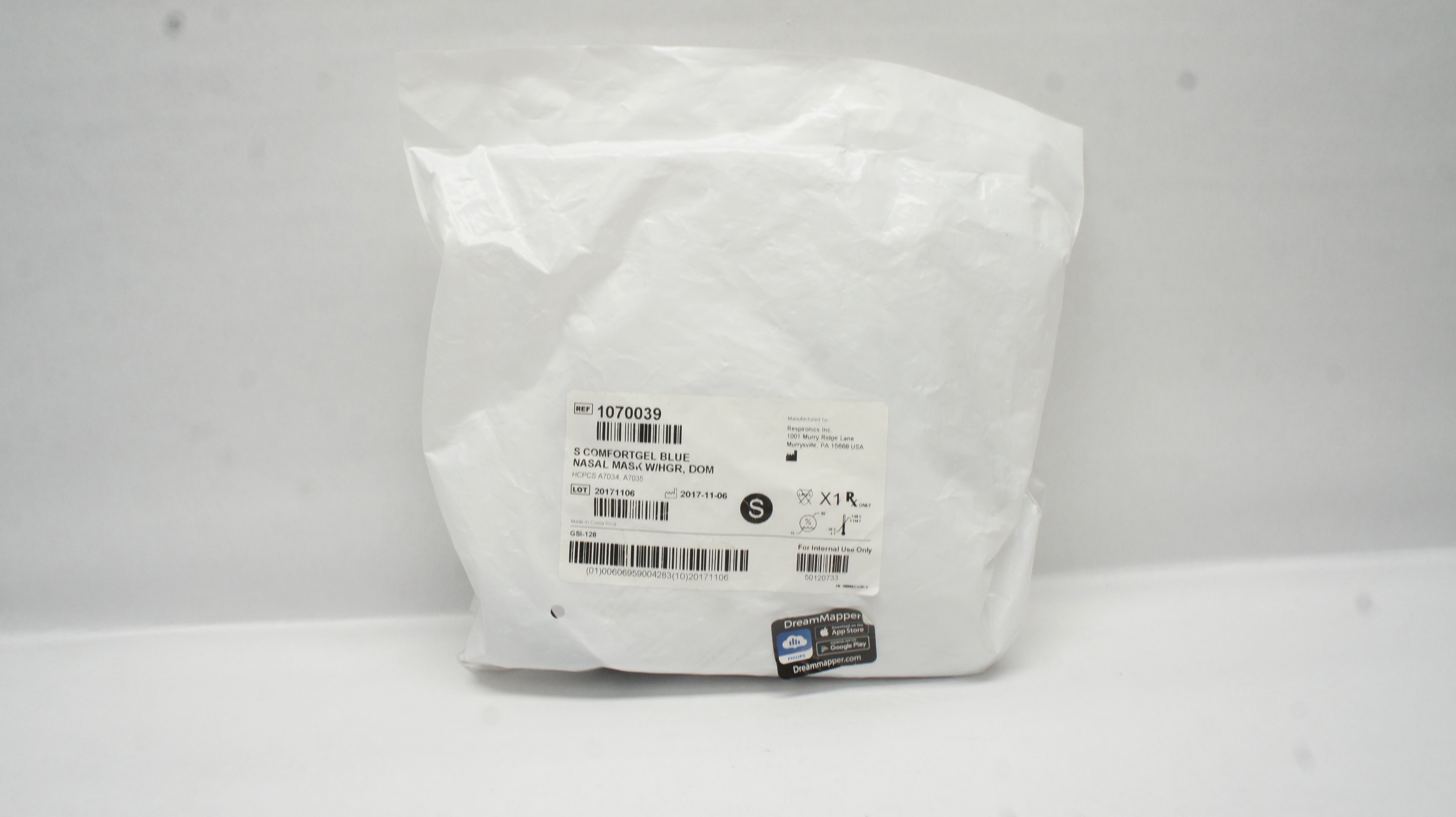Respironics 1070039 S Comfortgel Blue Nasal Mask W/HGR, Dom, Size S