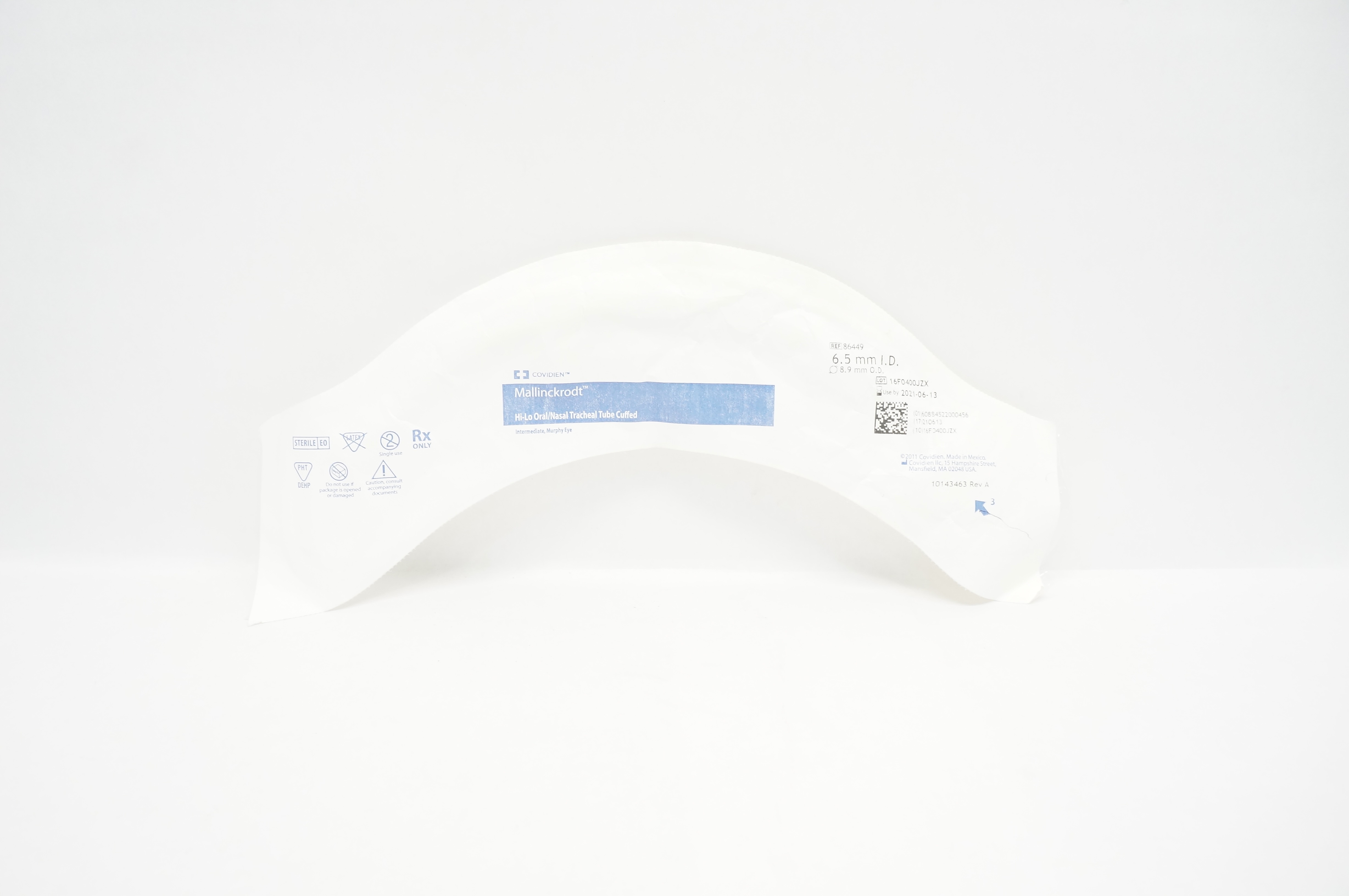 Covidien 86449 Mallinckrodt Hi-Lo Oral/Nasal Tracheal Tube 6.5 ID x 8.9mm OD (x)