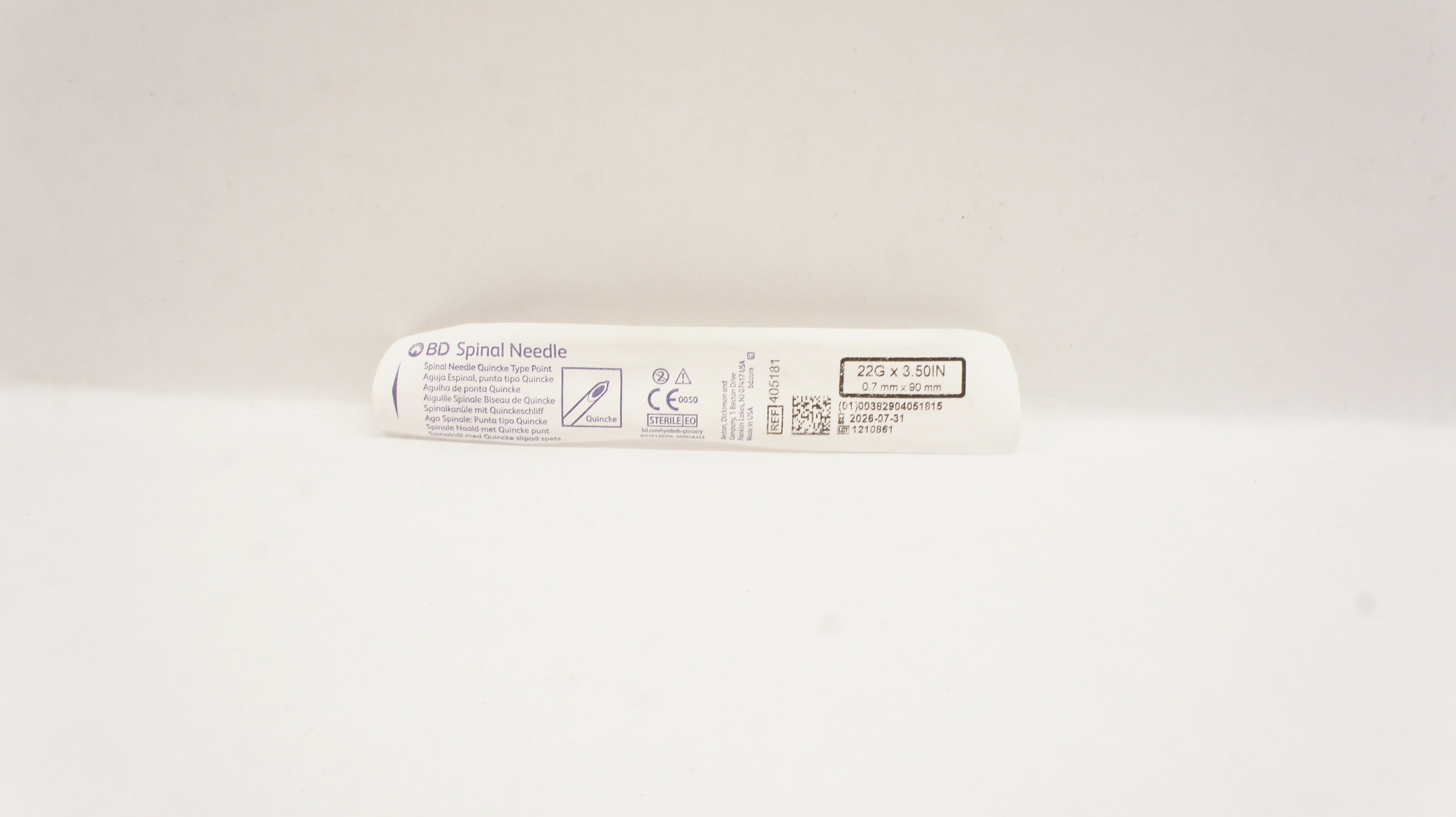 BD 405181 Becton Spinal Ndle Quincke Type Point 22G x 3.50inch