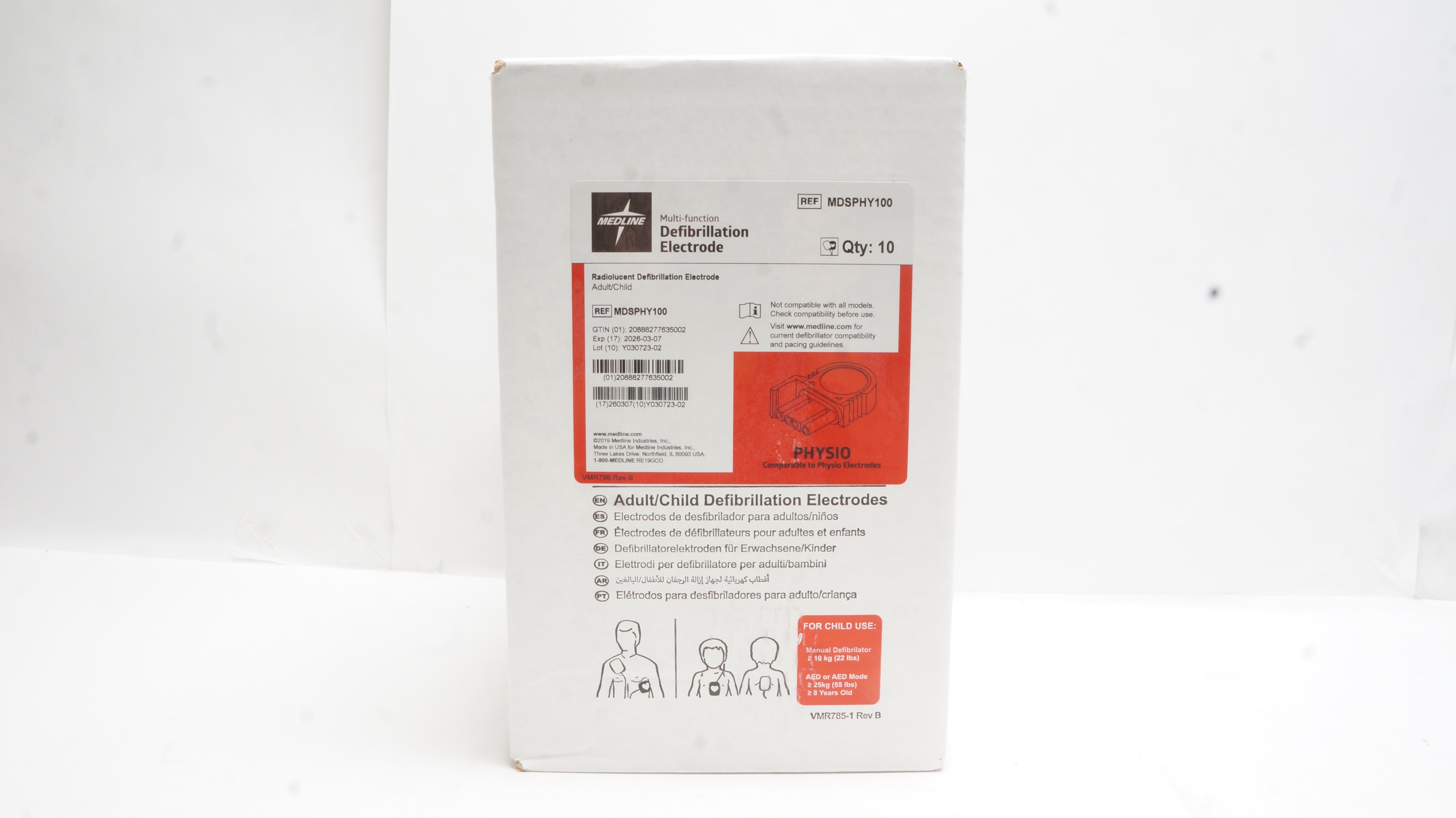 Medline MDSPHY100 Multi-Function Defibrillation Electrode Adult/Child ...