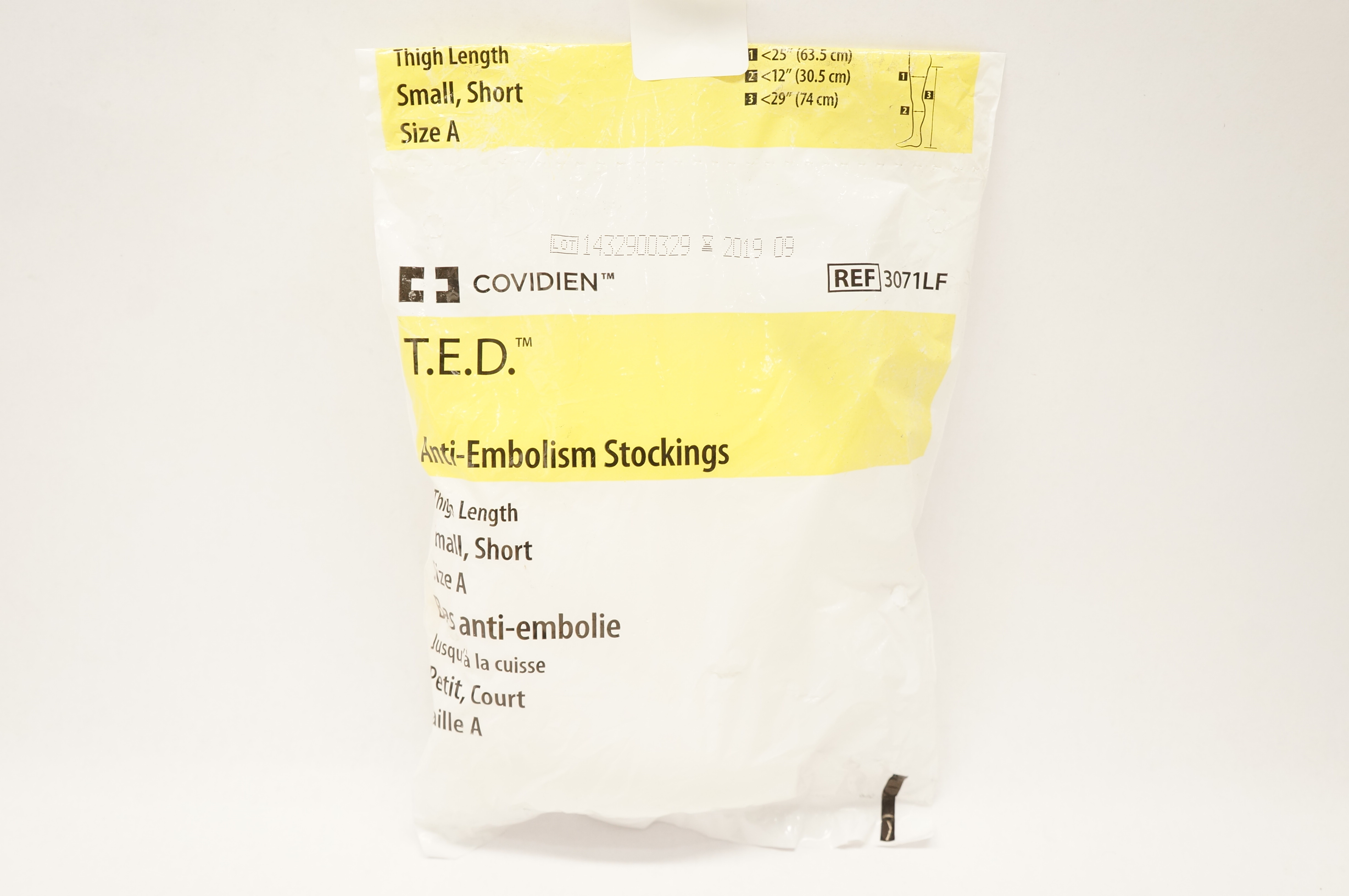 Covidien 3071LF T.E.D. Anti-Embolism Stockings Thigh Length Small Short SizeA(x)