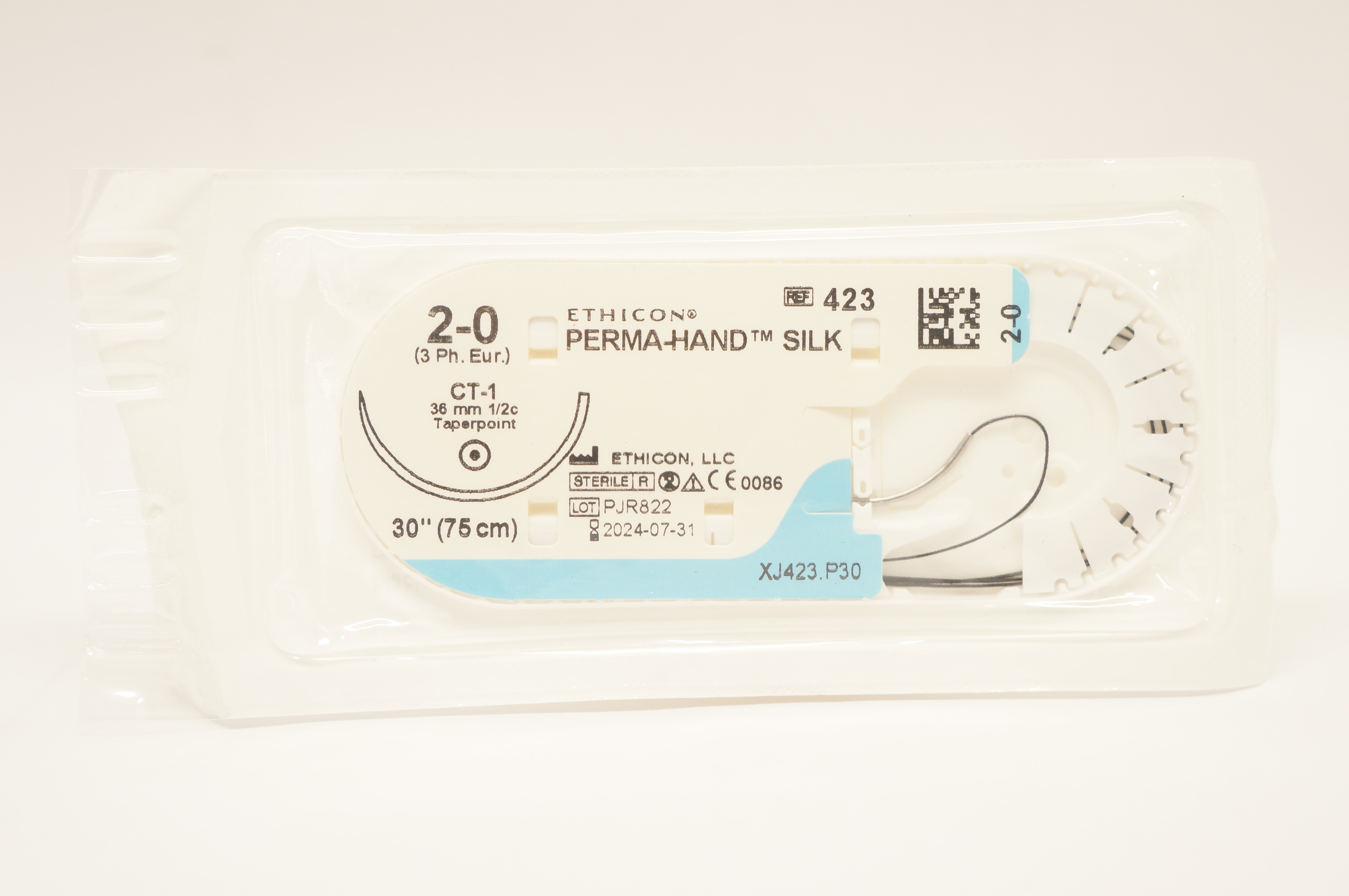 Ethicon 423 2-0 PERMA-HAND SILK Stre CT-1 36mm 1/2c Taperpoint, 30inch
