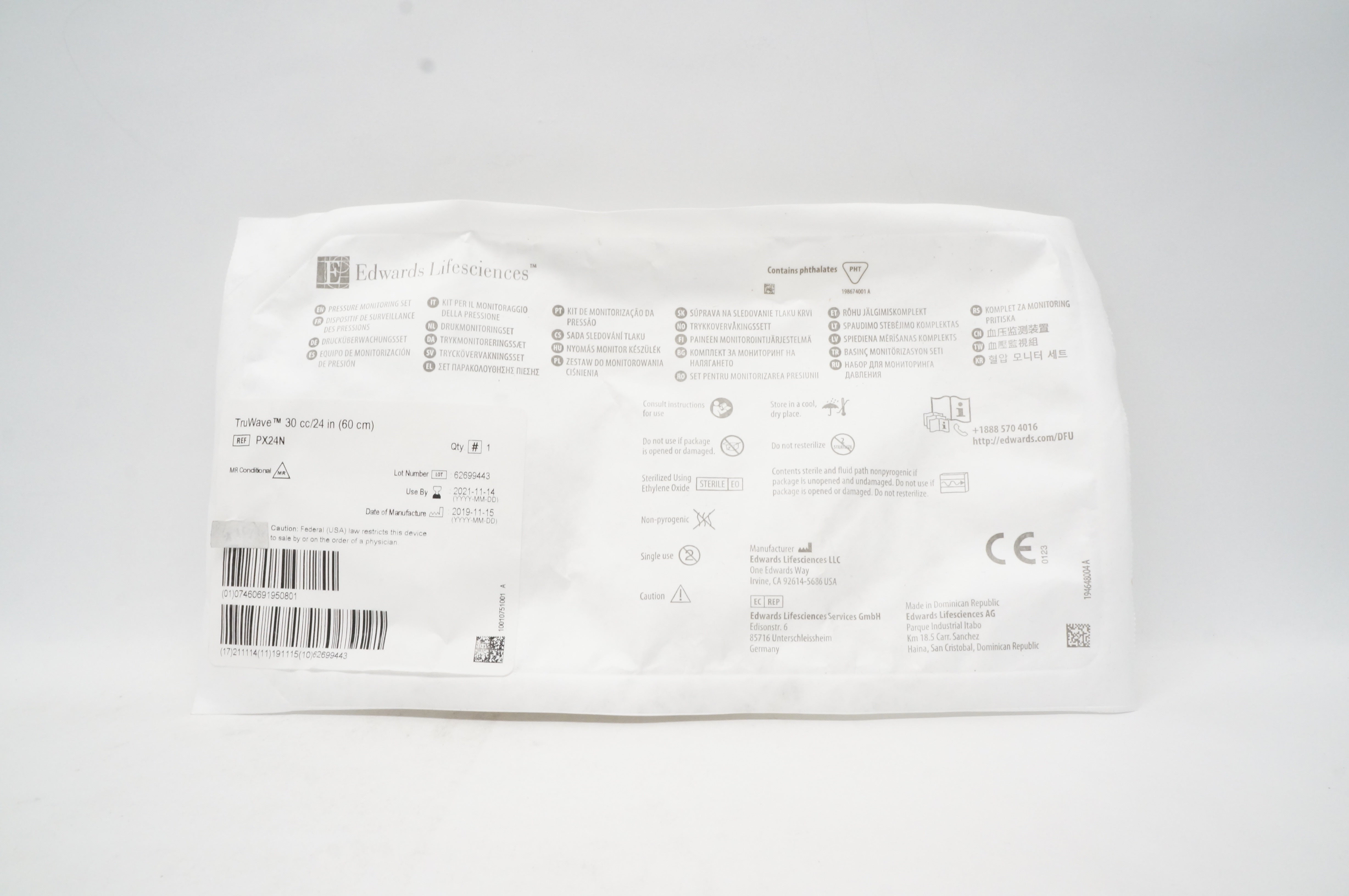Edwards Lifesciences PX24N TruWave Pressure Monitoring Set 30cc/24inch