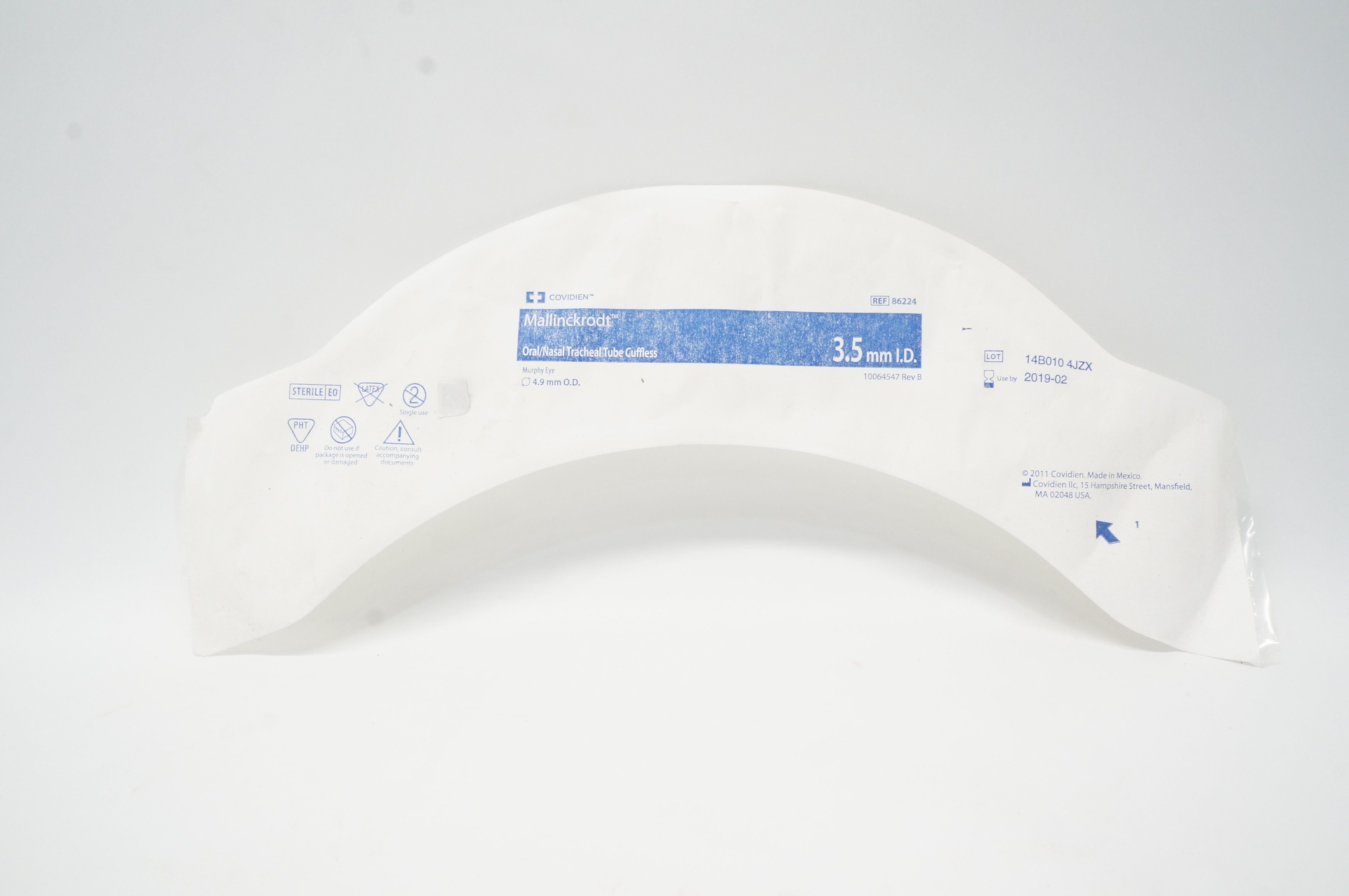 Covidien 86224 Mallinckrodt Oral/Nasal Tracheal Tube Cuffless 3.5ID x 4.9mmOD(x)
