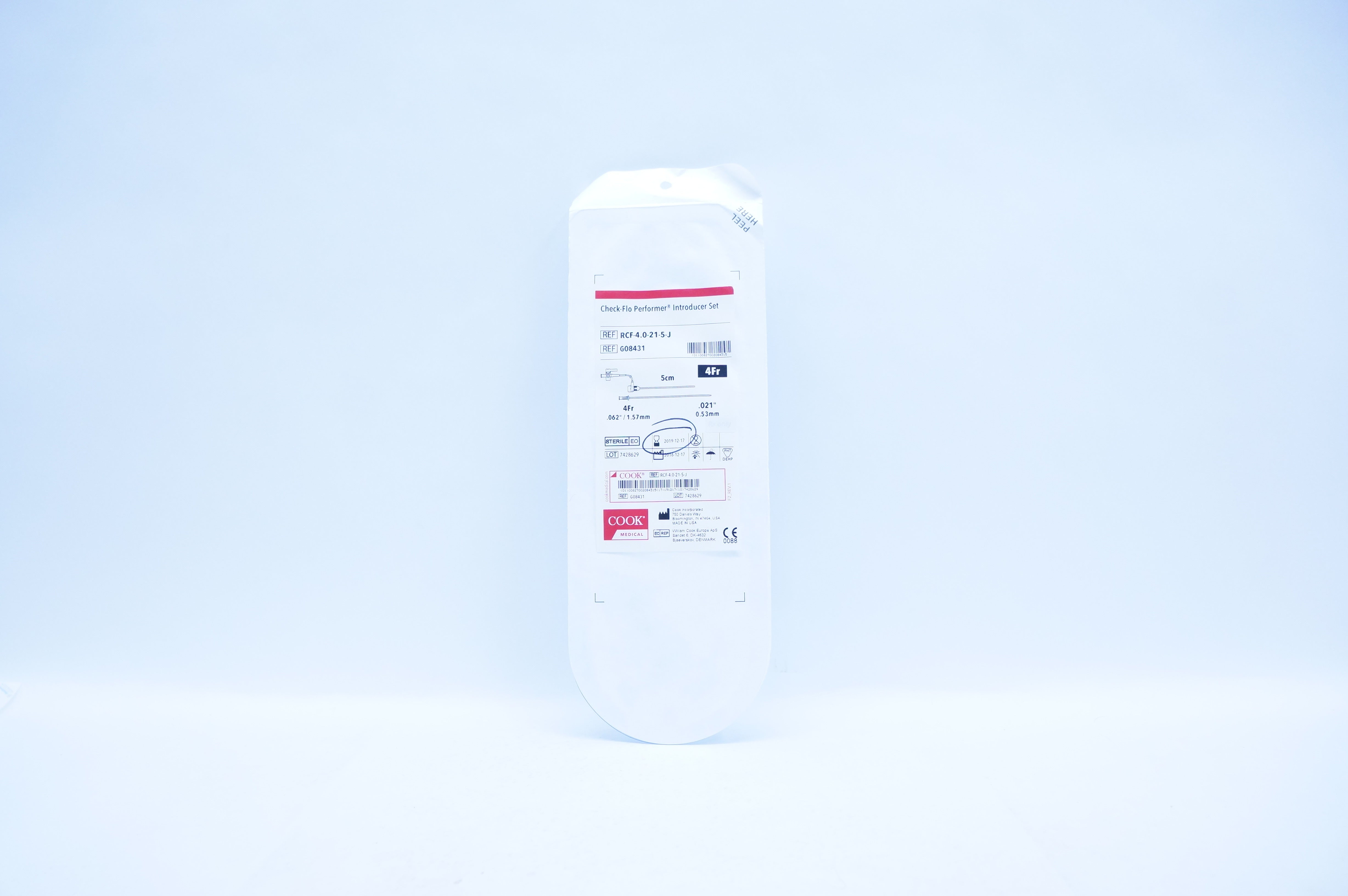 Cook Medical G08431 Check-Flo Performer Introducer Set 4Fr. x .021inch ...