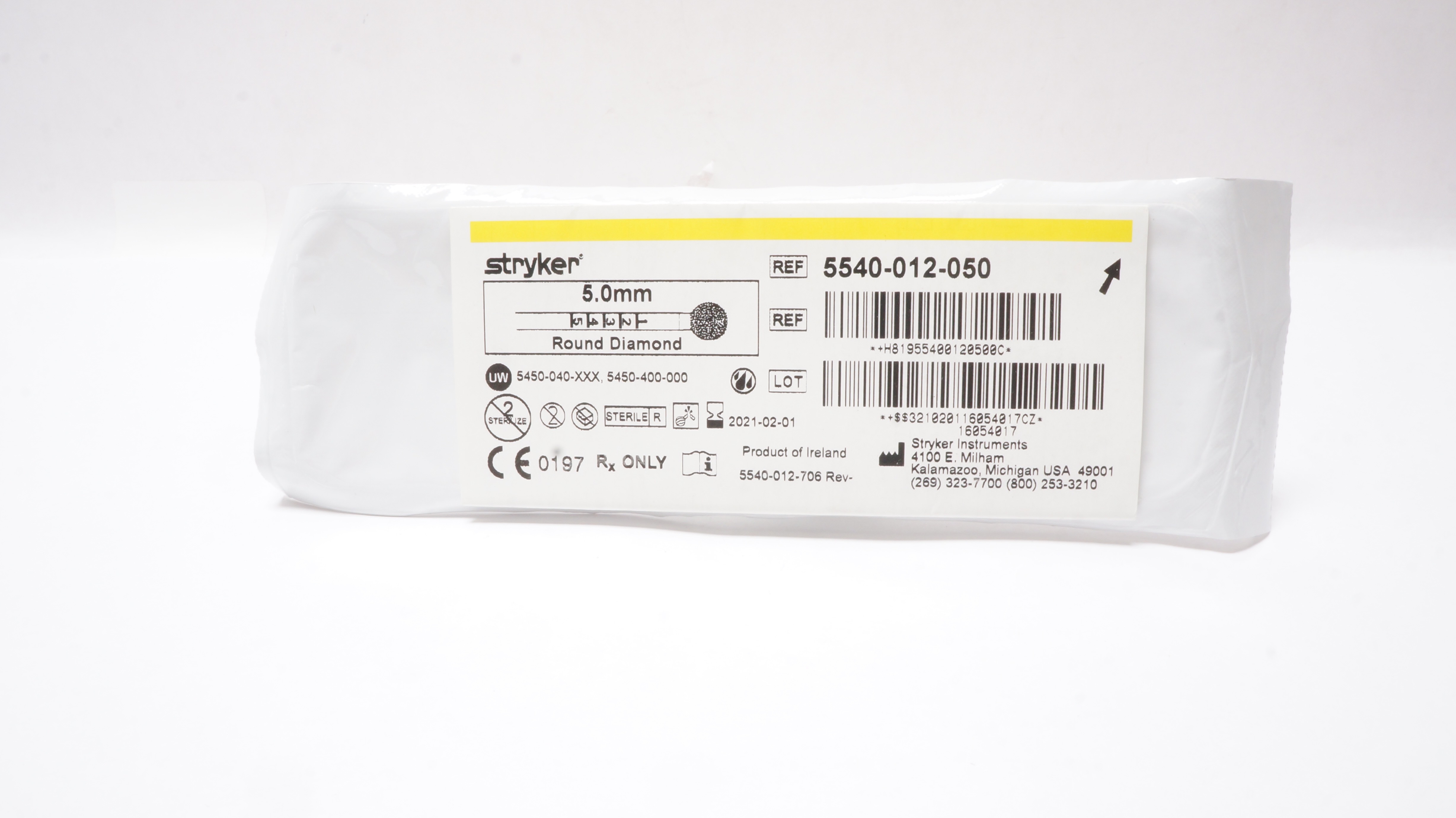 Stryker 5540-012-050 Round Diamond Bur 5.0mm (x)