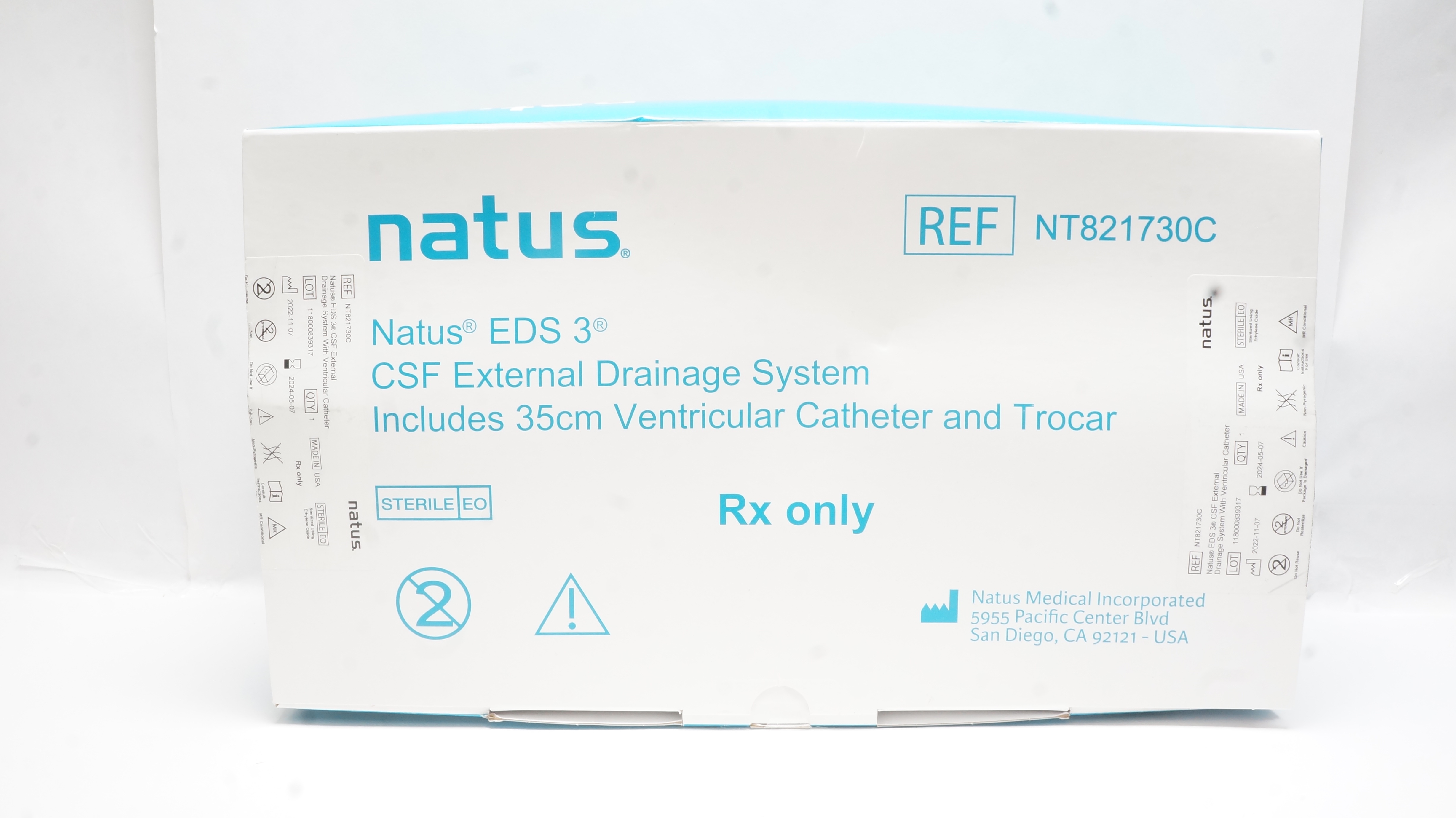 Natus NT821730C EDS3 External Drainage System w/35cm Ventricular Cath.&Trocar(x)