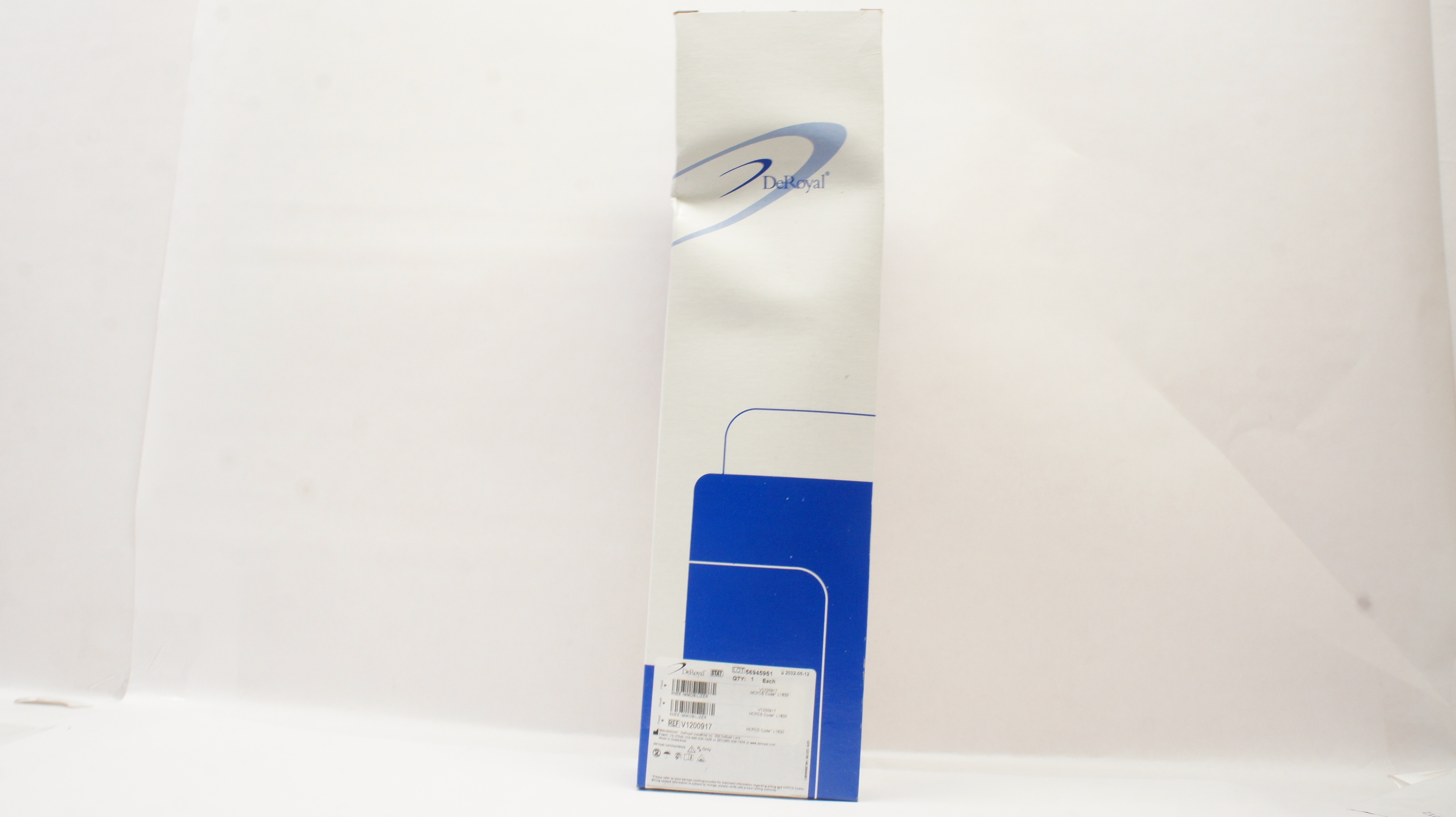 DeRoyal V1200917 Knee Immobilizer Foam Tri-Panel, Contoured Stays 20inch