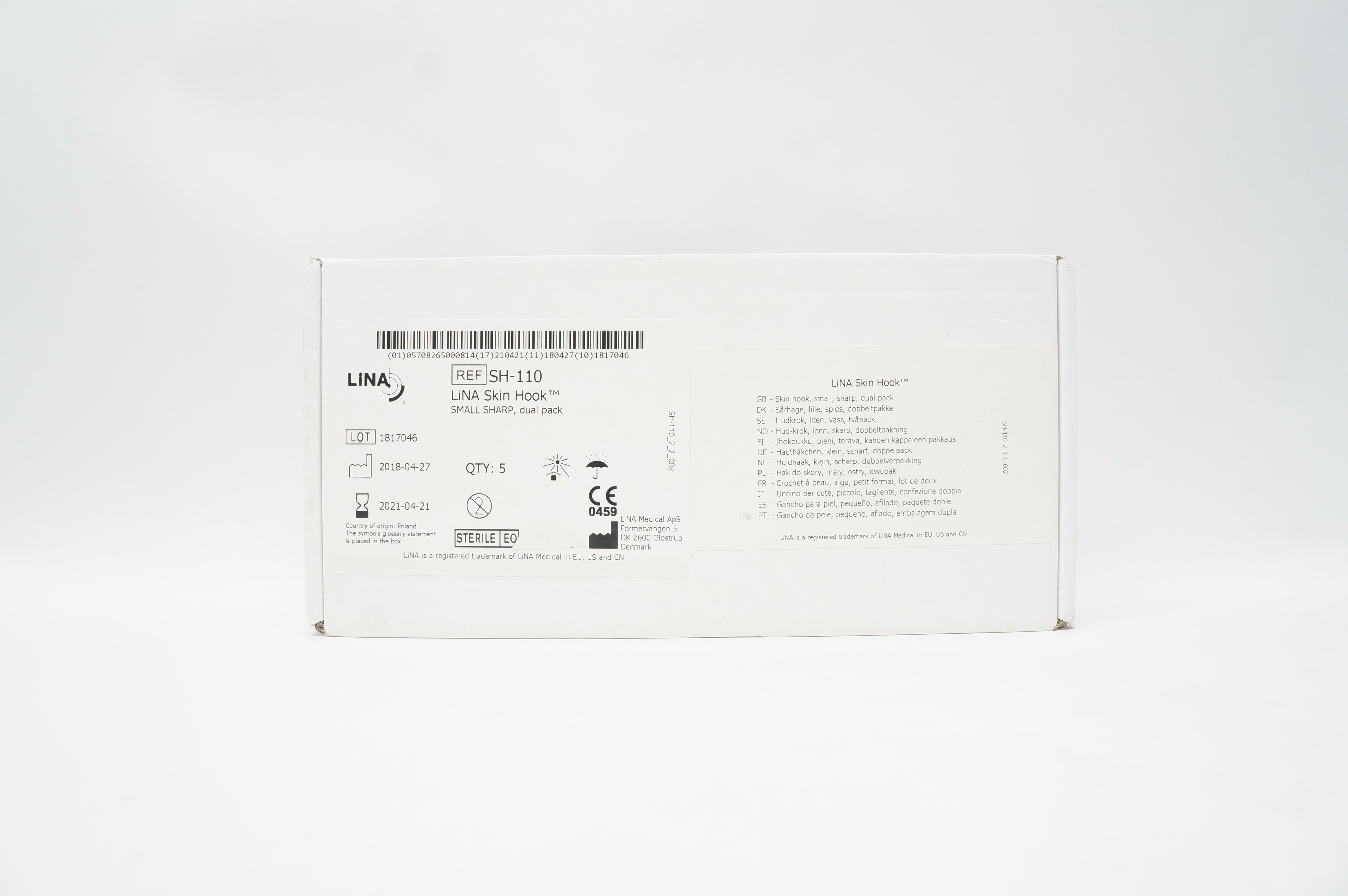 LiNA Medical SH-110 Skin Hook Small Sharp, Dual Pack (x) - Box of 5