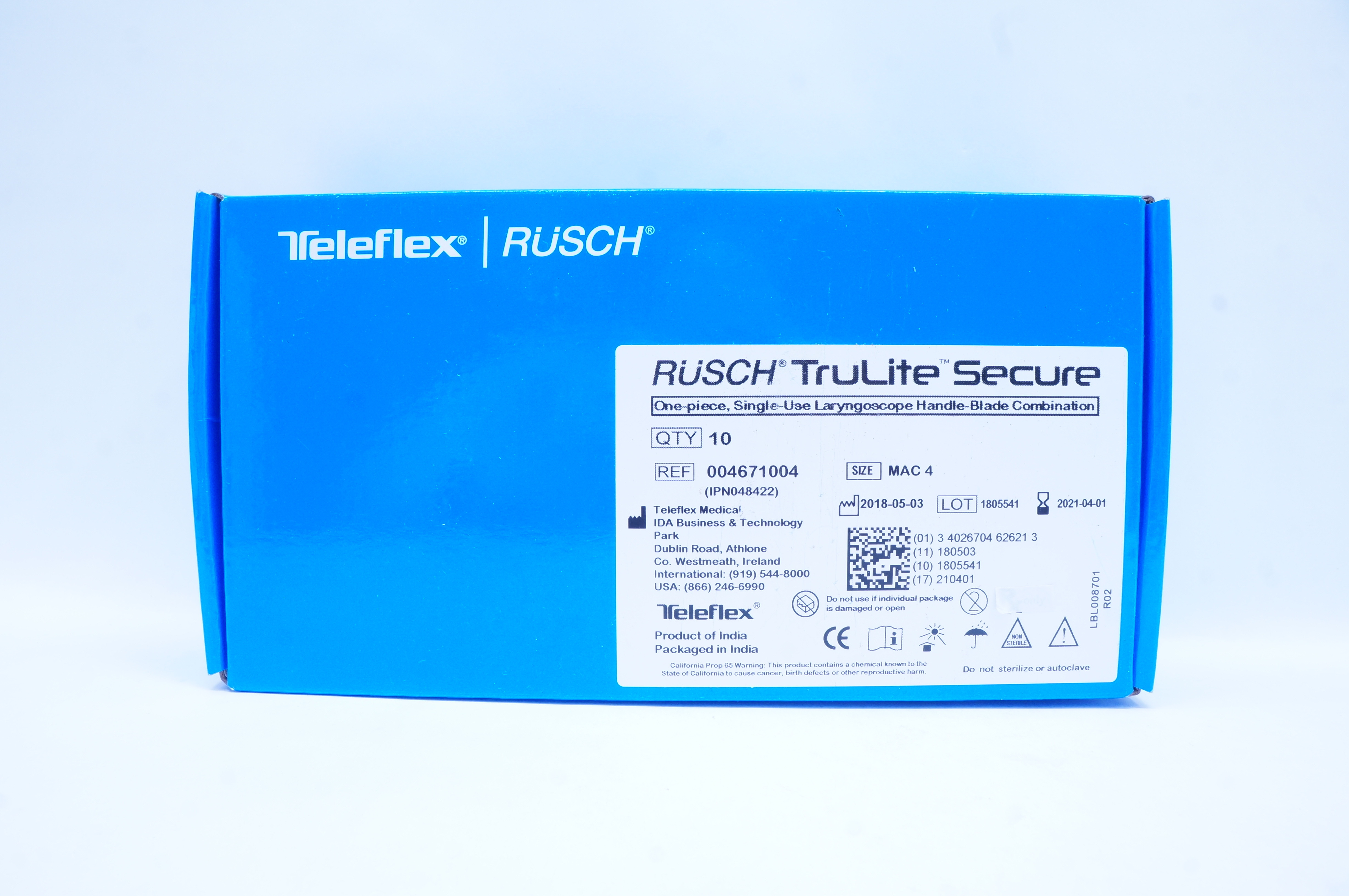 Teleflex 004671004 Laryngoscope Handle-Blade Combination, MAC 4 - Box of 10