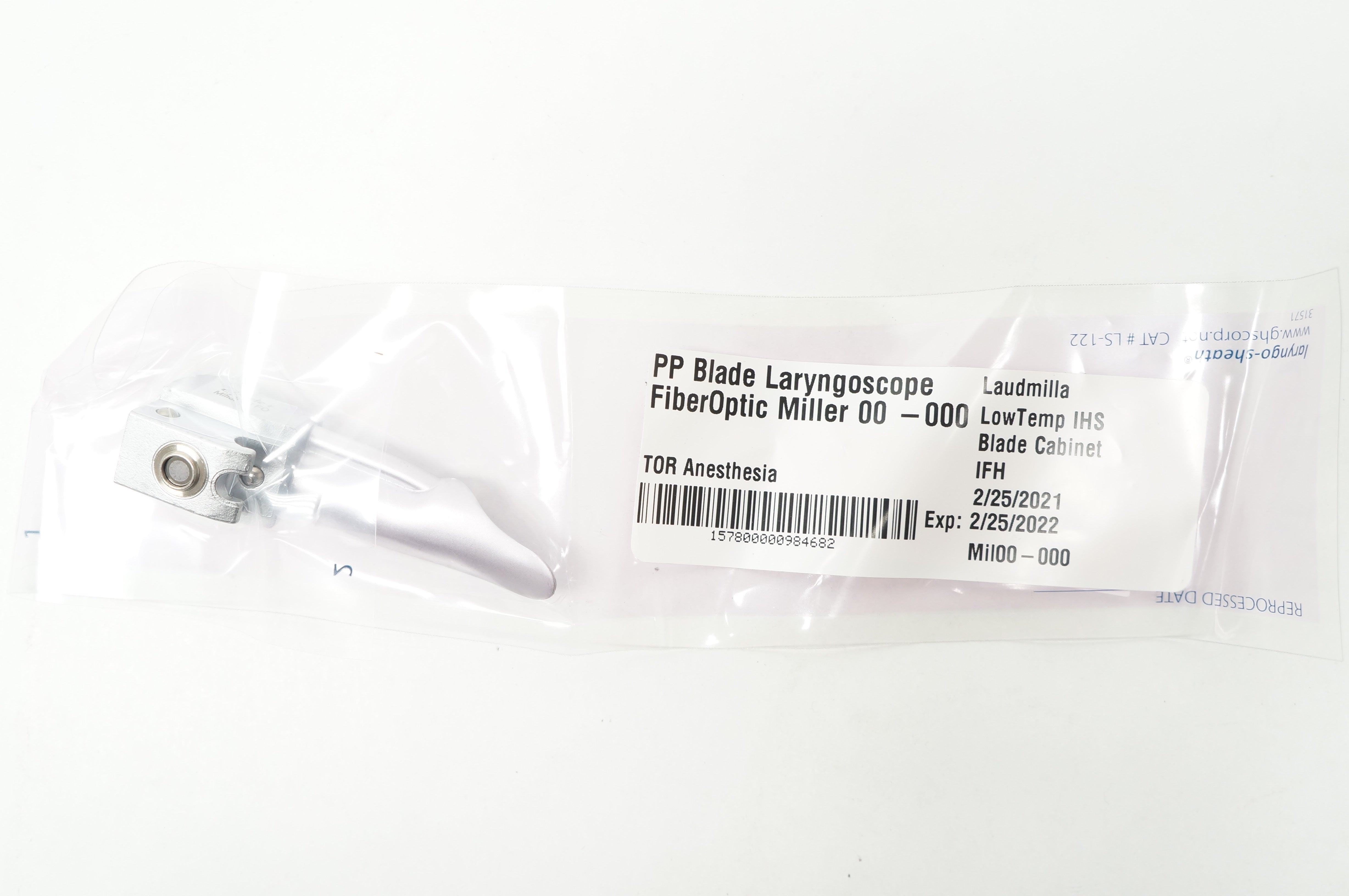 GHS LS-122 PP Blade Laryngoscope FiberOptic Miller 00-000