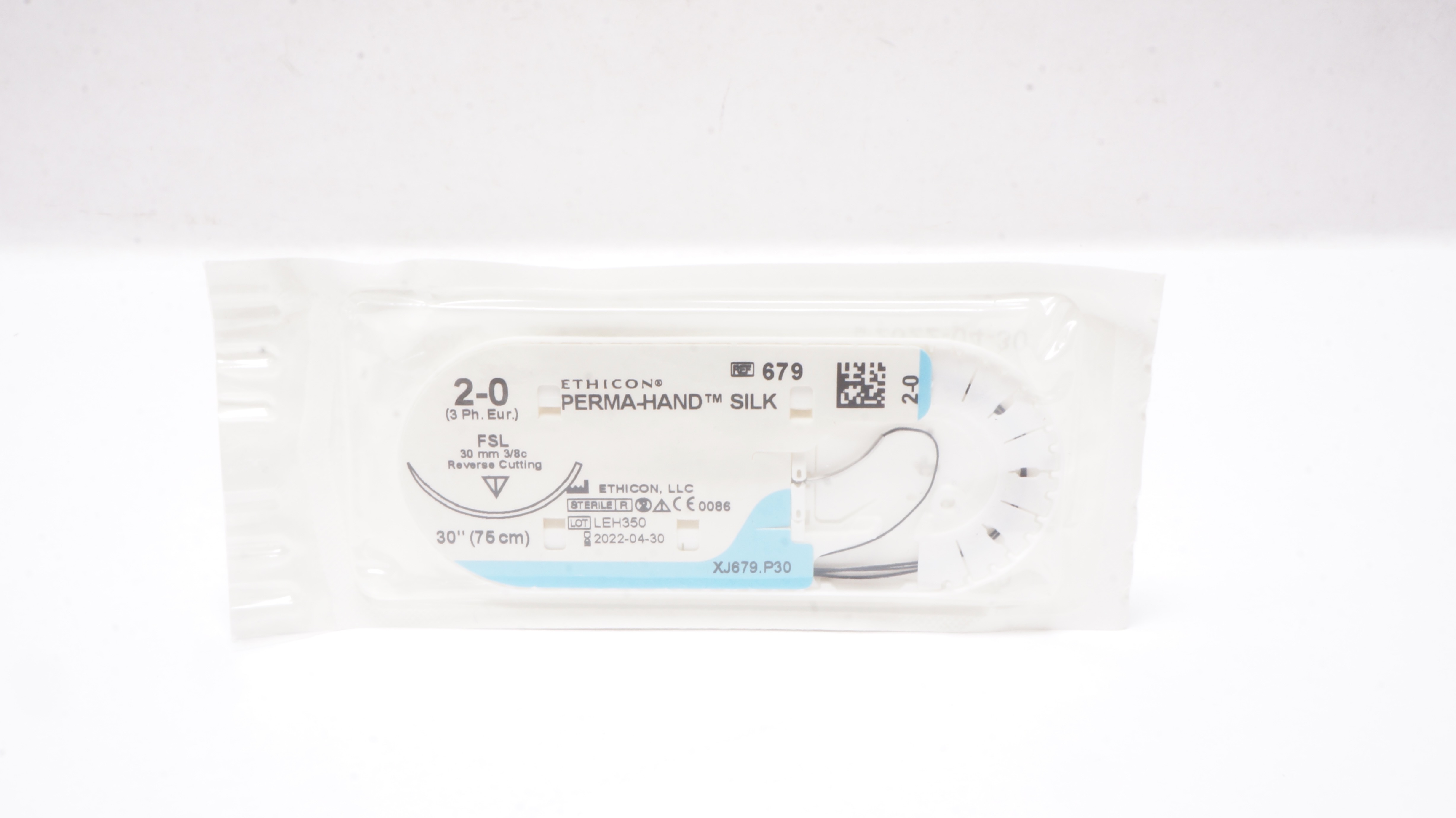 Ethicon 679 2-0 Perma-Hand Silk FSL 30mm 3/8c Reverse Cutting 30inch