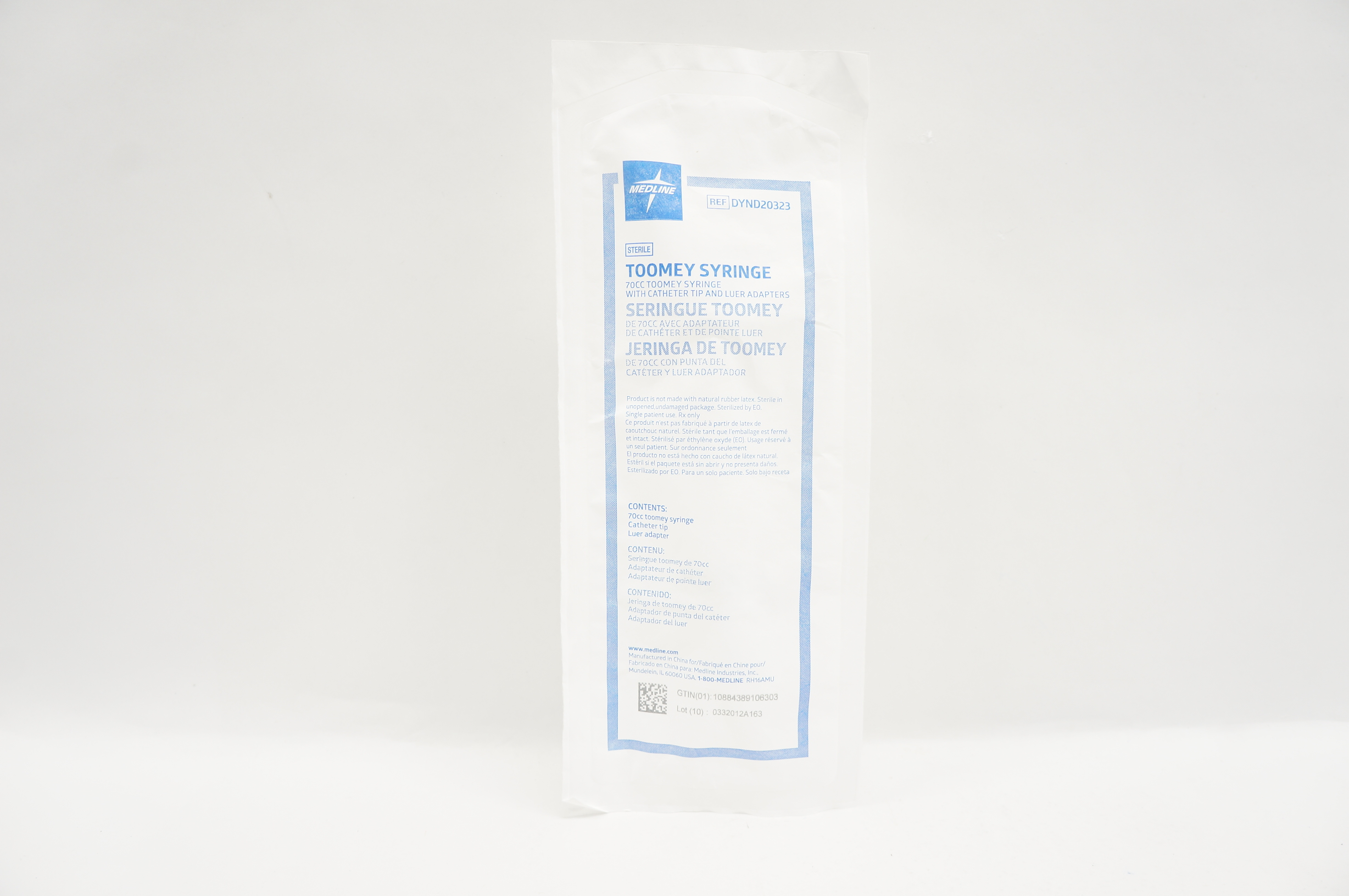 Medline DYND20323 Toomey Syringe 70cc with Cath. Tip and Luer Adapters