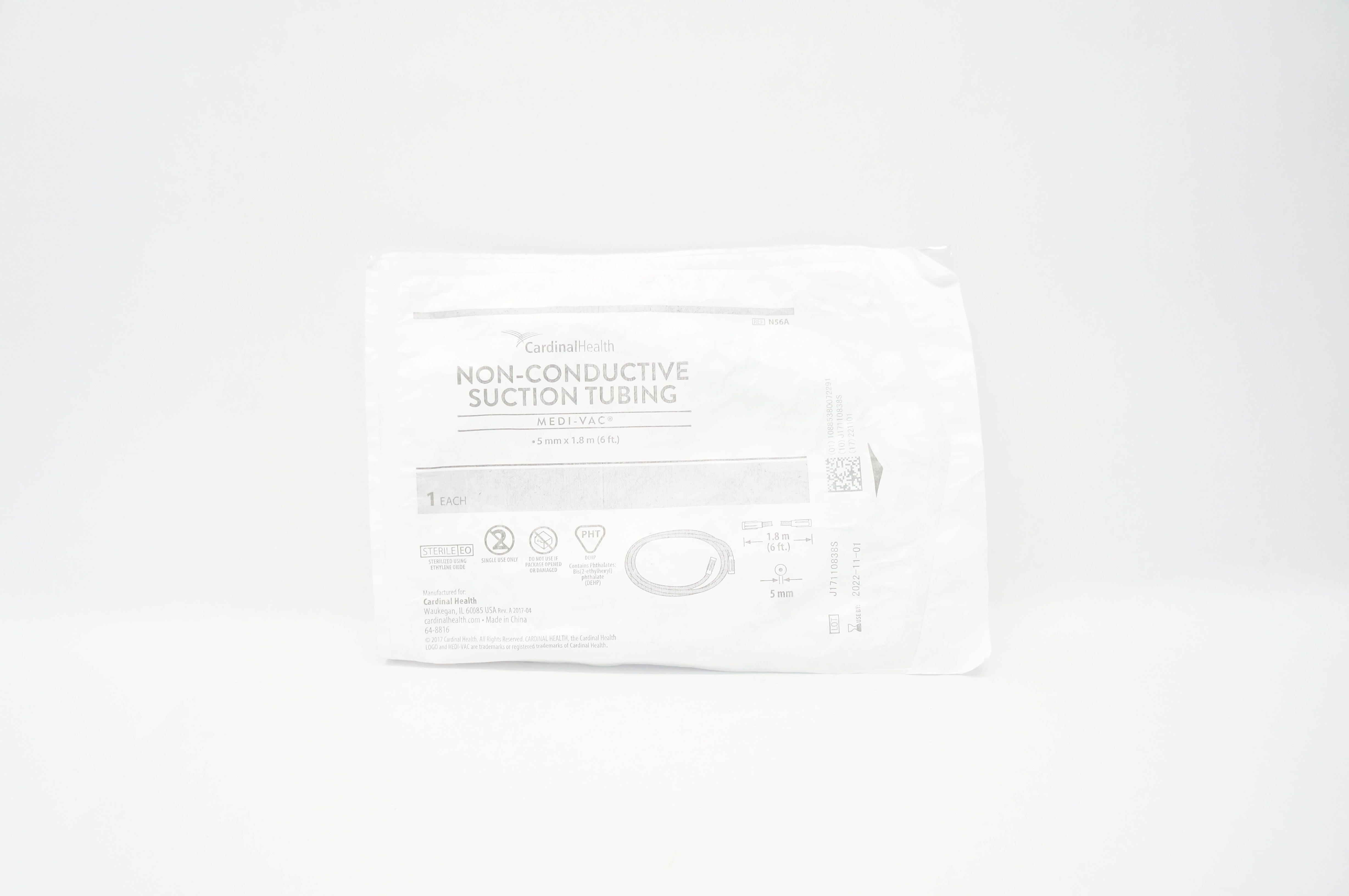 Cardinal Health N56A Medi-Vac Non-Conductive Suction Tubing 5mm x 6Ft (x)