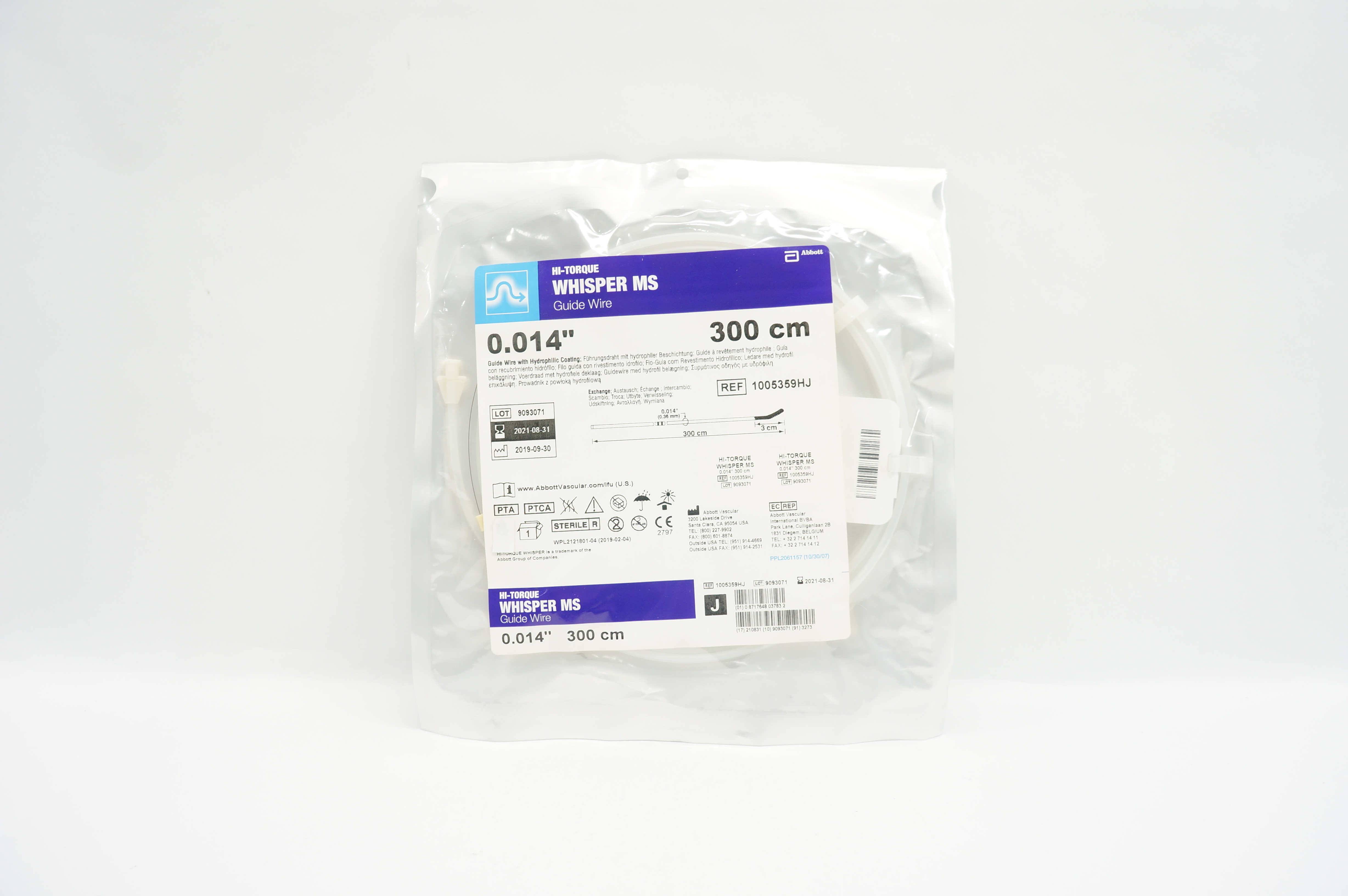 Abbott 1005359HJ Hi-Torque Whisper MS Guide Wire 0.014inch x 300cm (x)