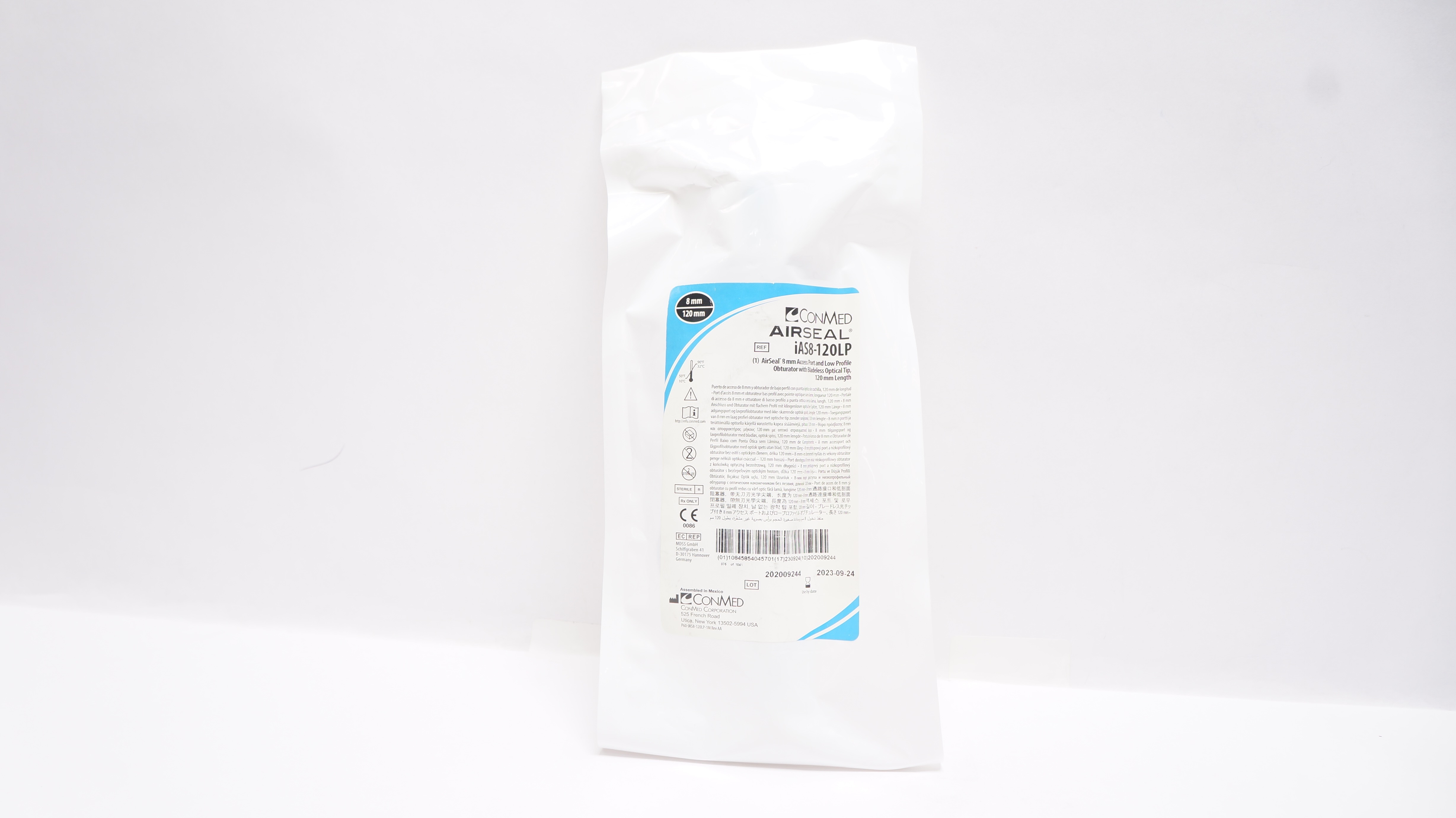 ConMed iAS8-120LP AirSeal Access Port & Low Profile Obturator 8 mm x 120 mm (x)