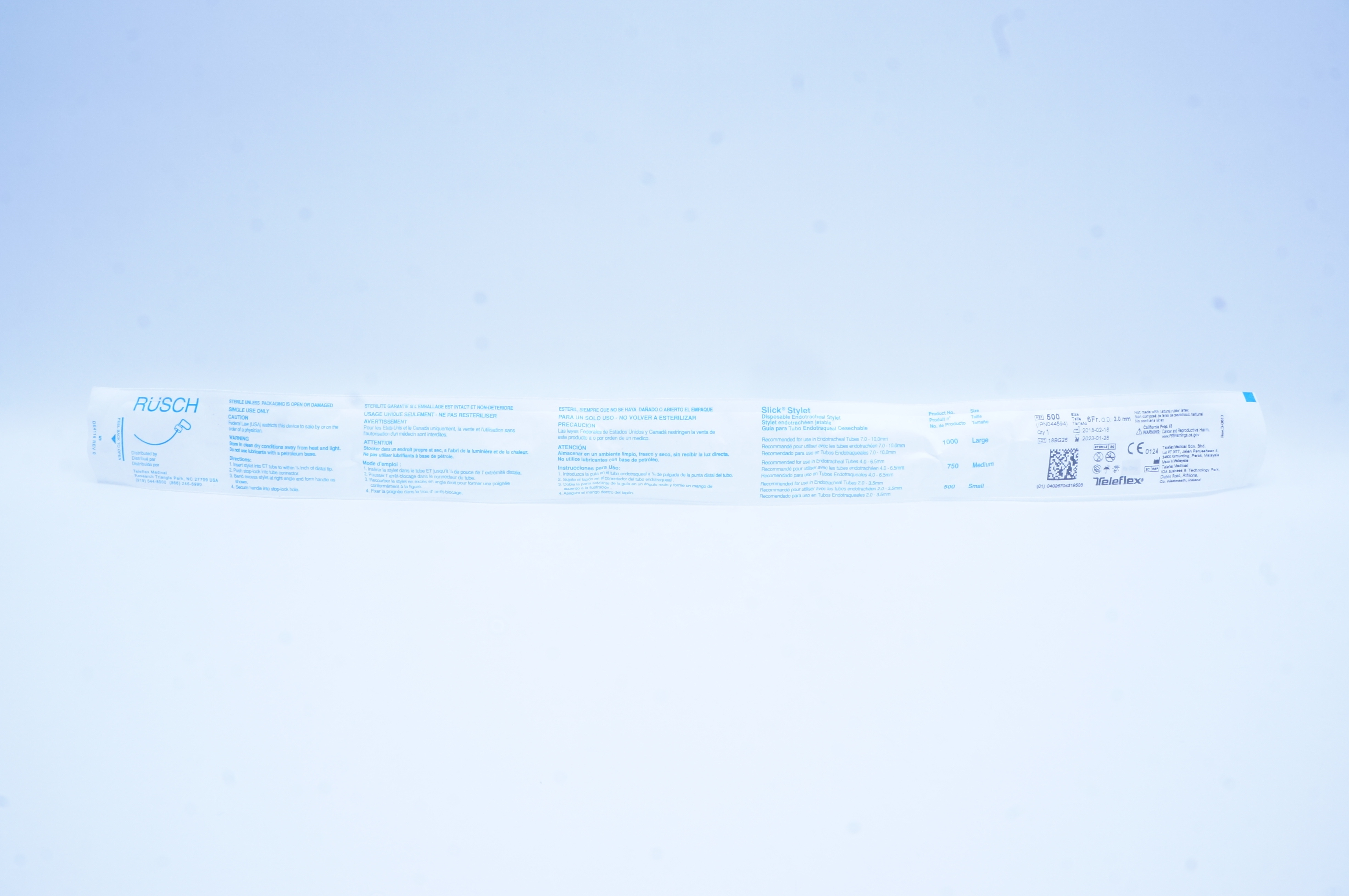 Teleflex 500 Rusch Slick Stylet Disposable Endotracheal Stylet 6Fr O.D ...