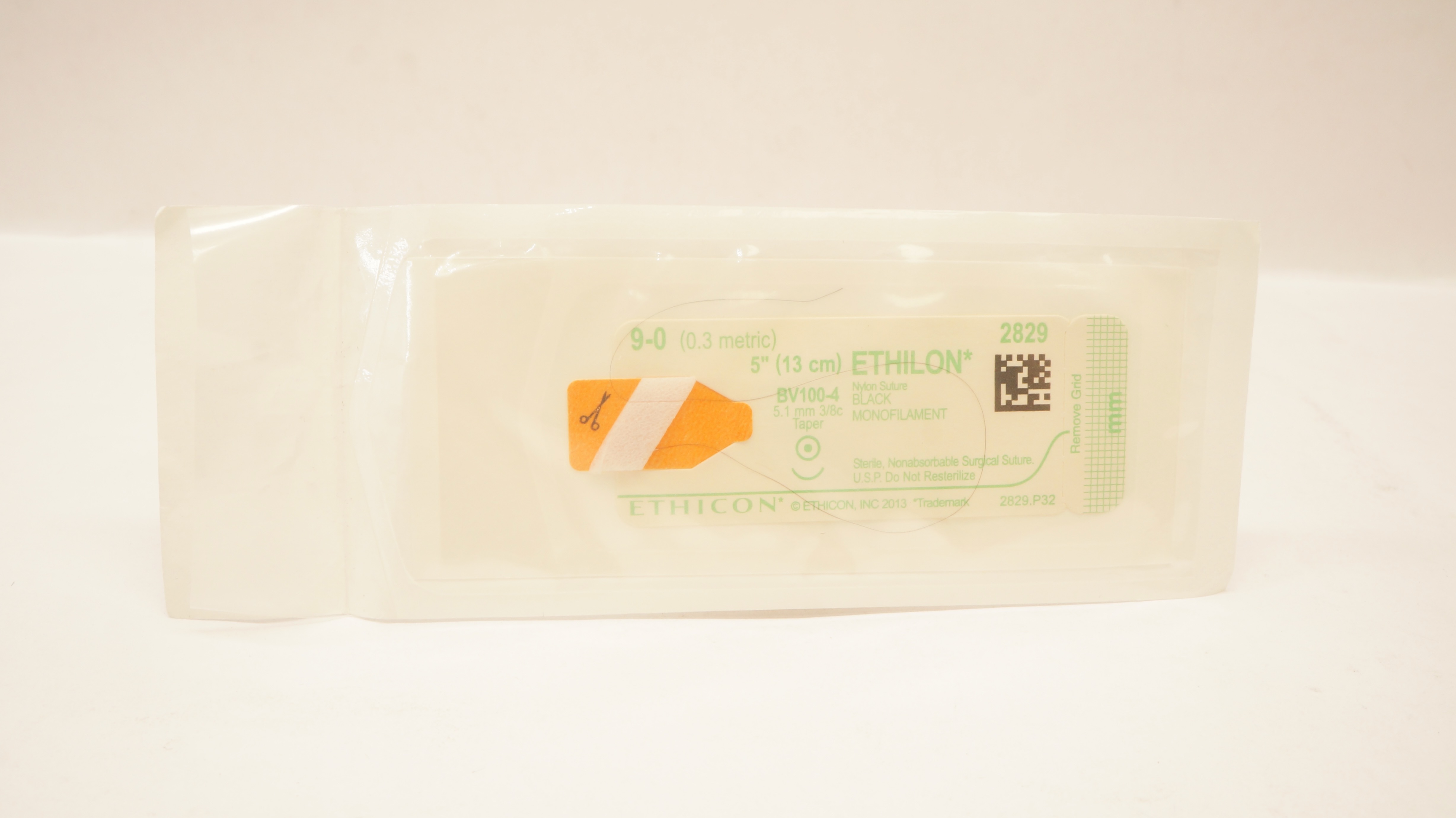 Ethicon 2829 9-0 ETHILON Nylon Stre BV100-4 5.1mm 3/8c Taper, 5inch (x)