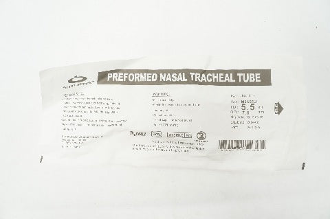 SourceMark M0655U Preformed Nasal Tracheal Tube Uncuffed 5.5mm ID x 7.5mm OD