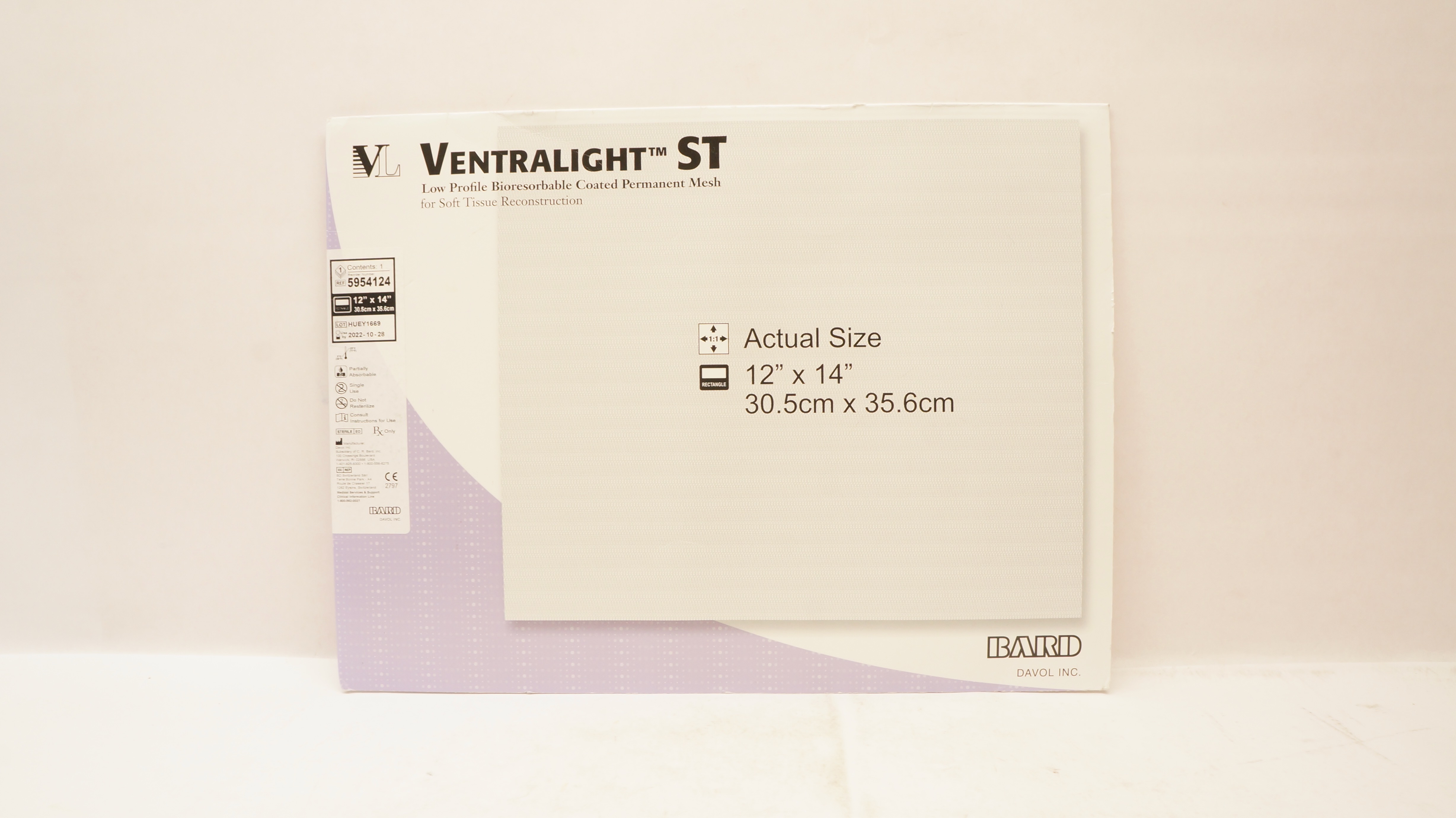 Bard 5954124 Ventralight ST Low Profile Bioresorbable Coated 12inch x 14inch (x)