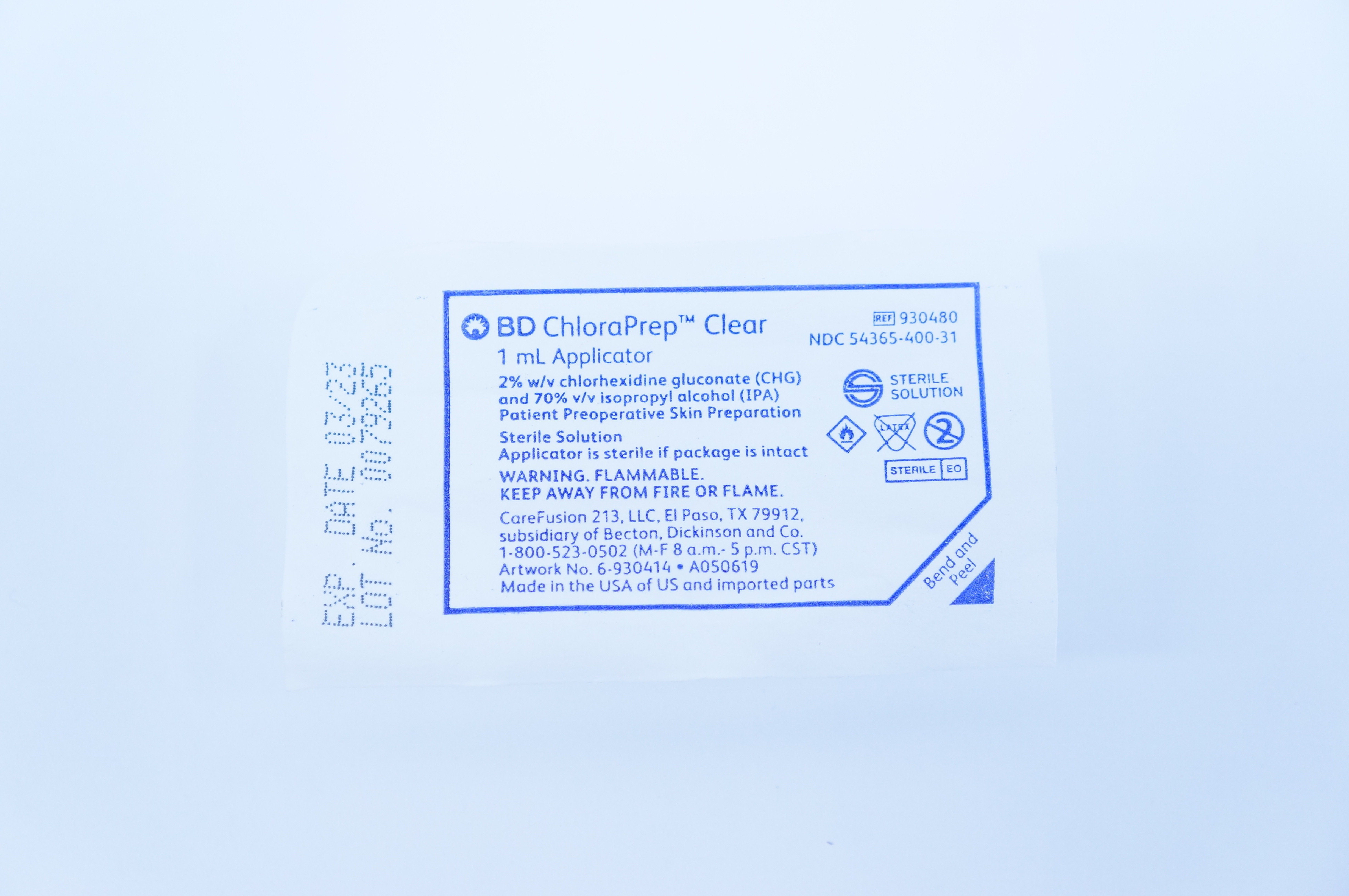 BD 930480 ChloraPrep Clear 1ml Applicator