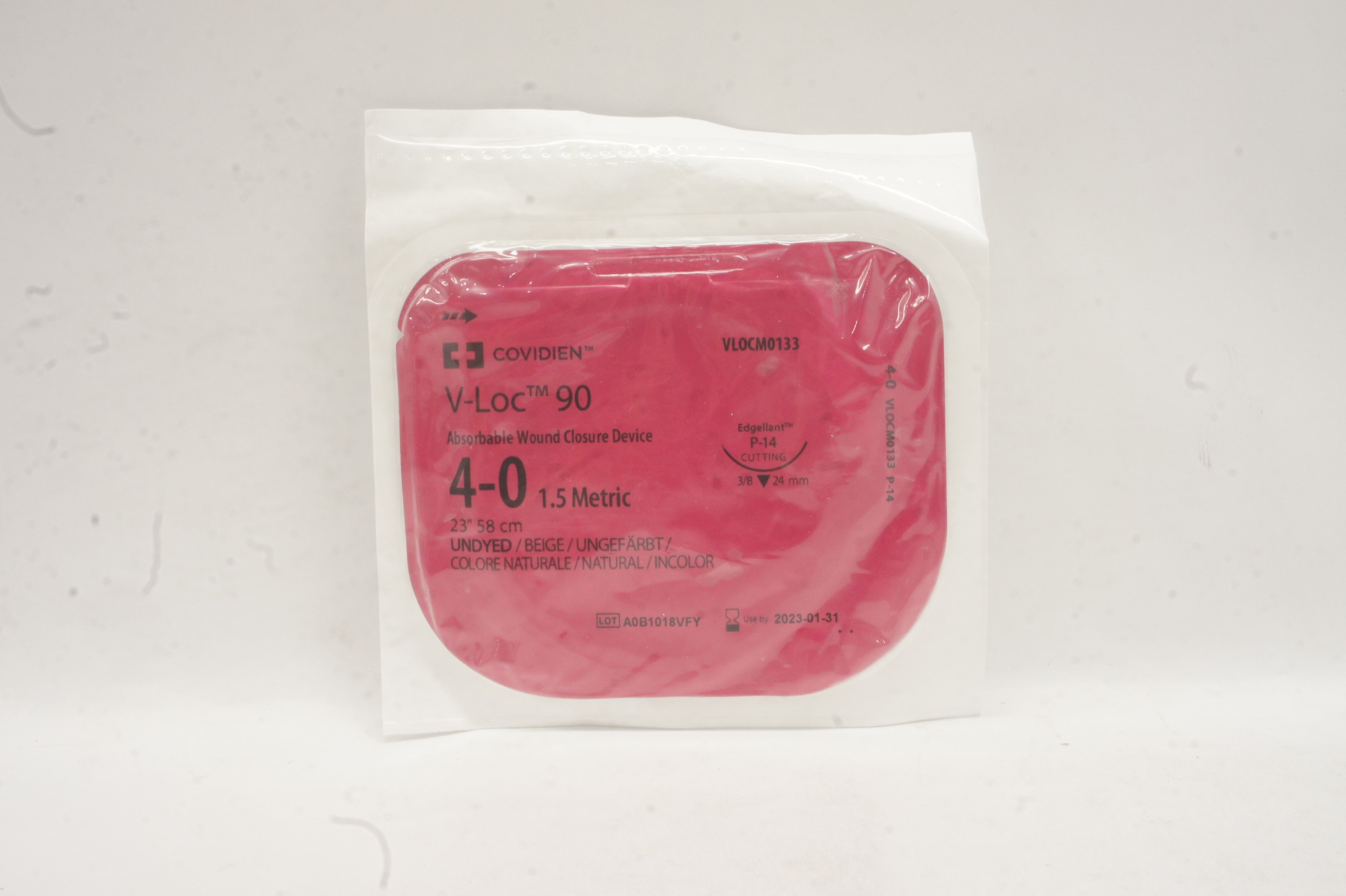 Covidien VLOCM0133 4-0 V-Loc 90 Absorbable Wound Closure Device P-14 3/8c 24mm
