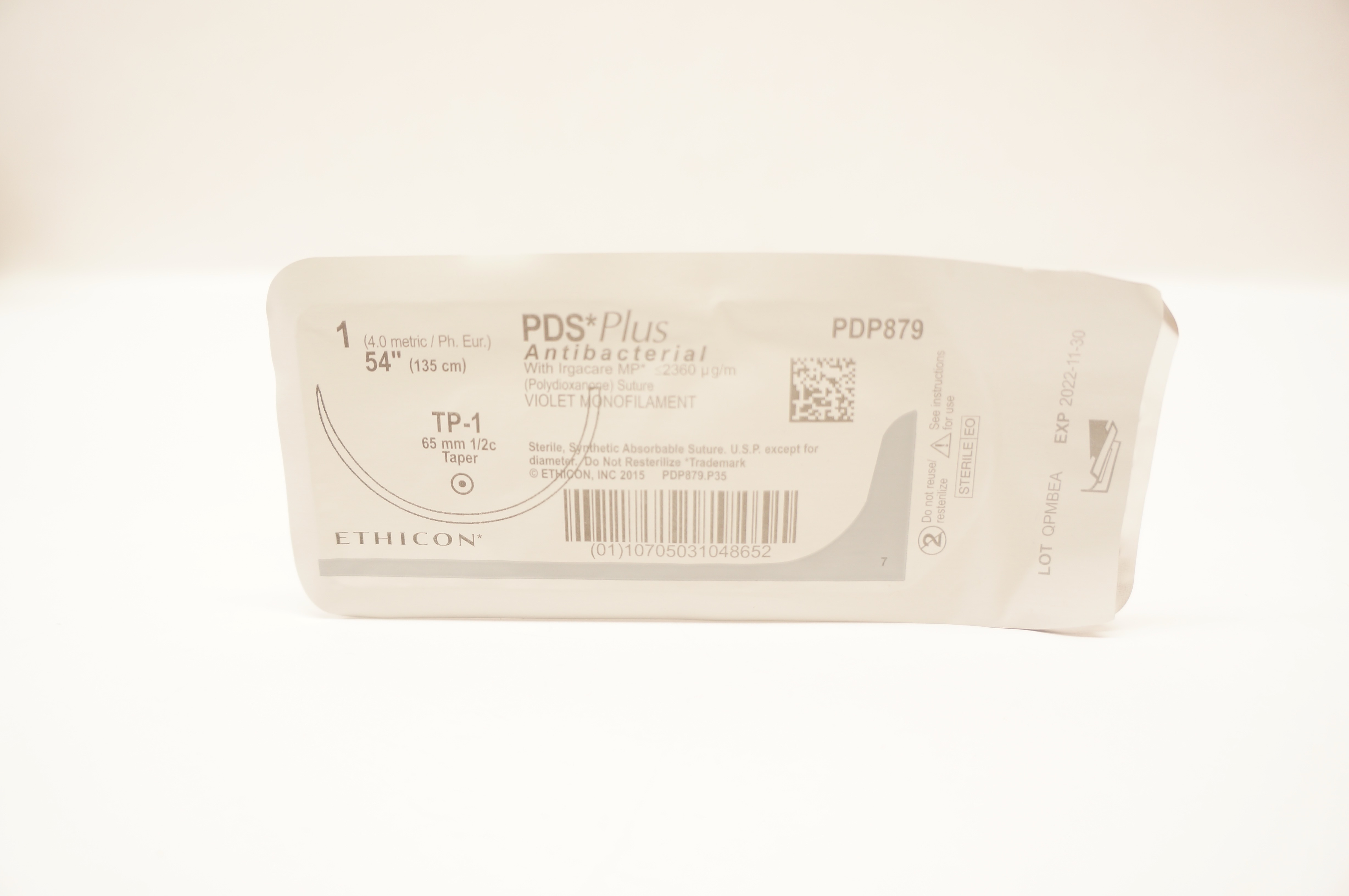 Ethicon PDP879 1 PDS Plus Polydioxanone Stre TP-1 65mm 1/2c Taper, 54inch (x)