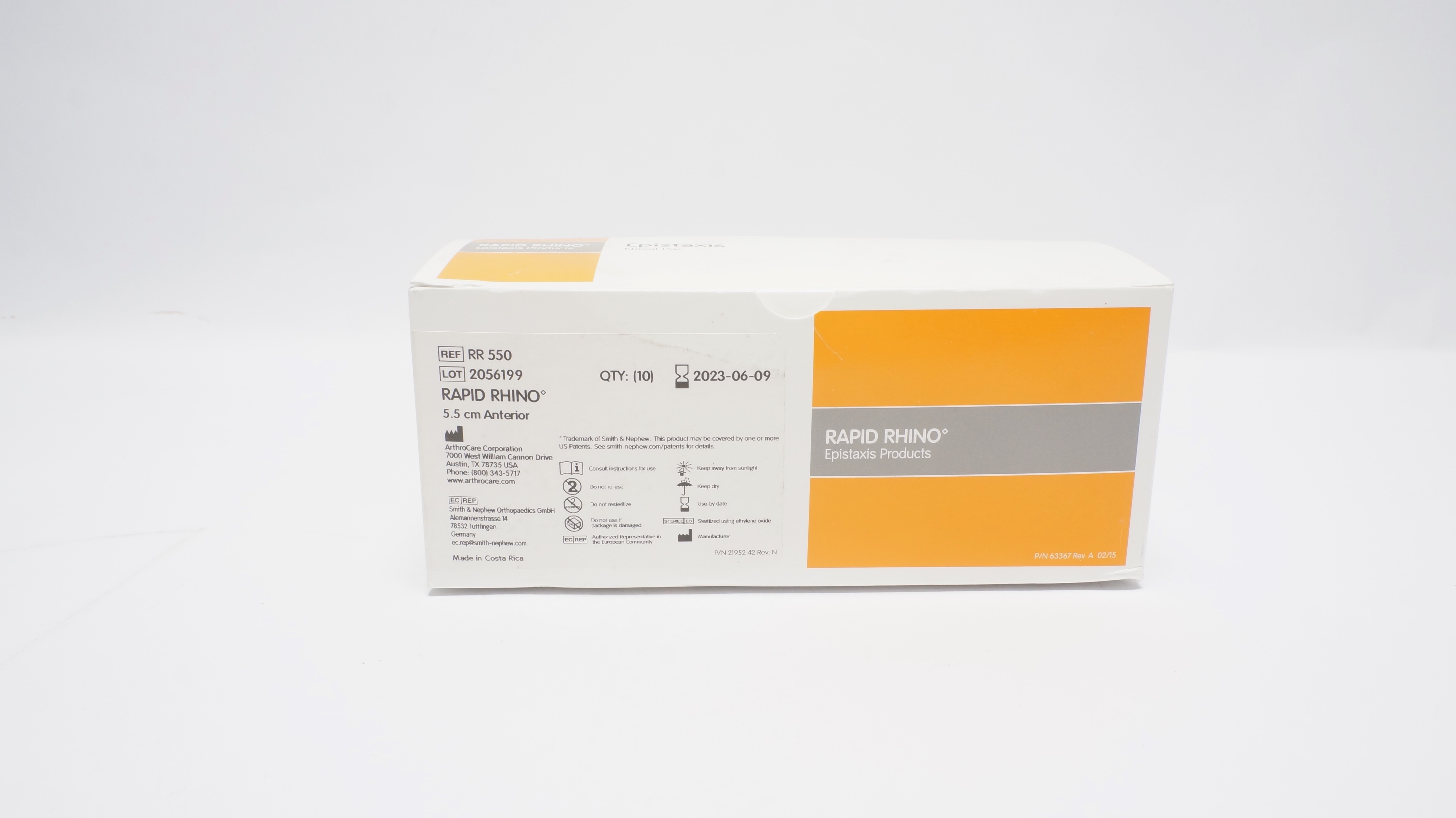 Smith&Nephew RR550 Rapid Rhino Epistaxis Nasal Pac 5.5cm Anterior (x)- Box of 10