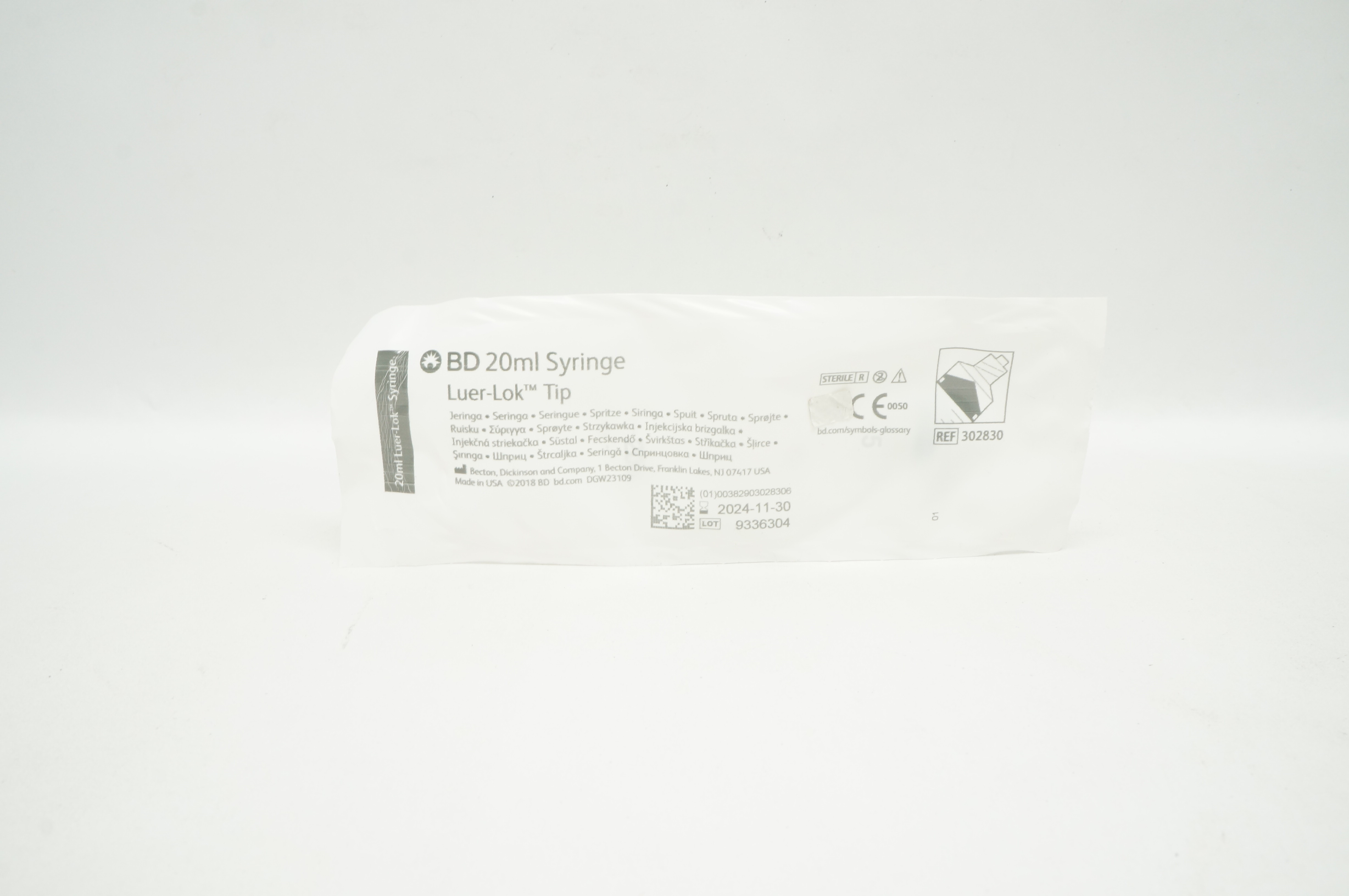 BD 302830 Syringe Luer-Lok Tip 20 ml