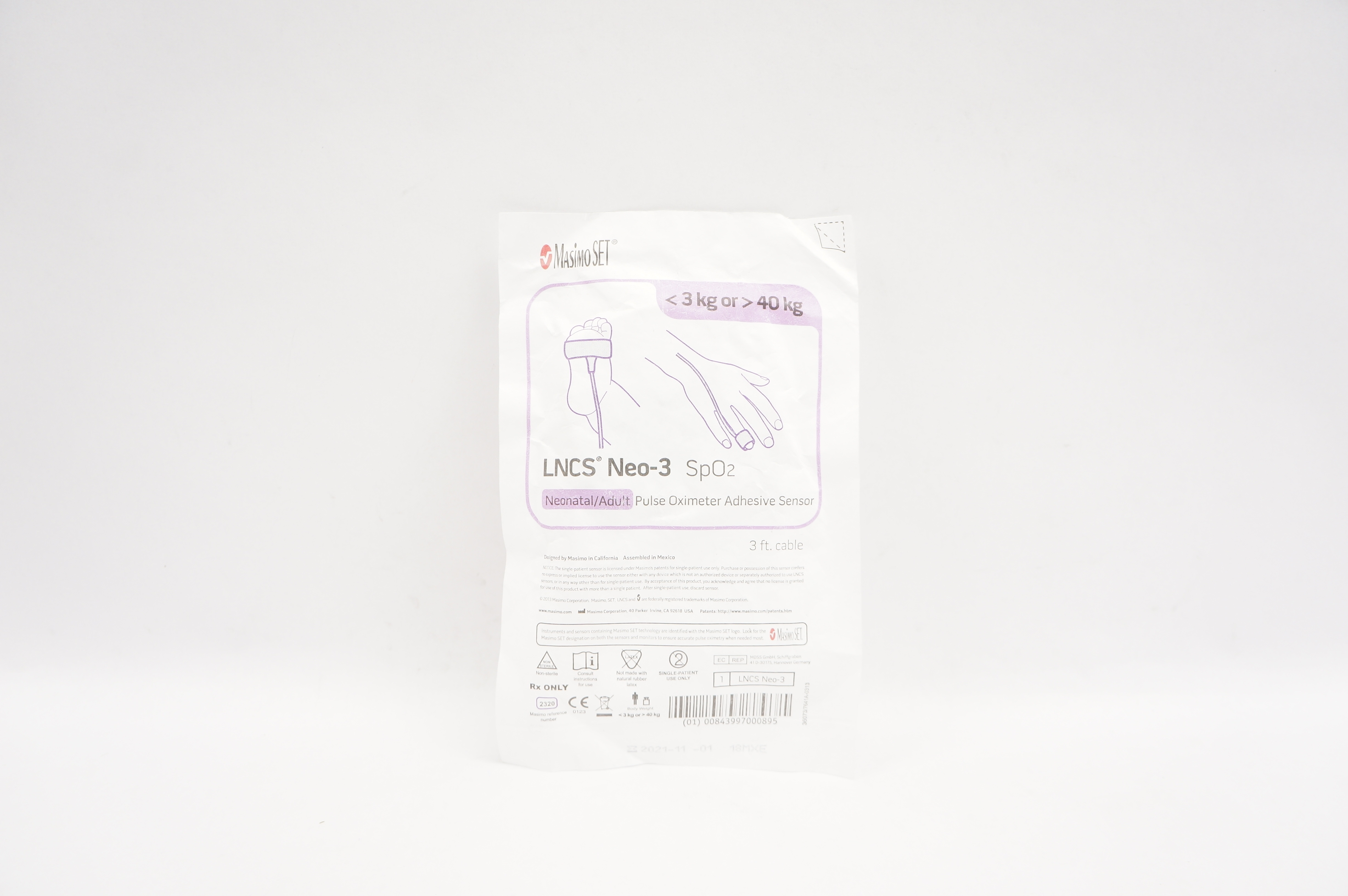 MasimoSet 2320 LNCS Neo-3 SpO₂ Pulse Oximeter Adhesive Sensor <3kg or > 40kg (x)