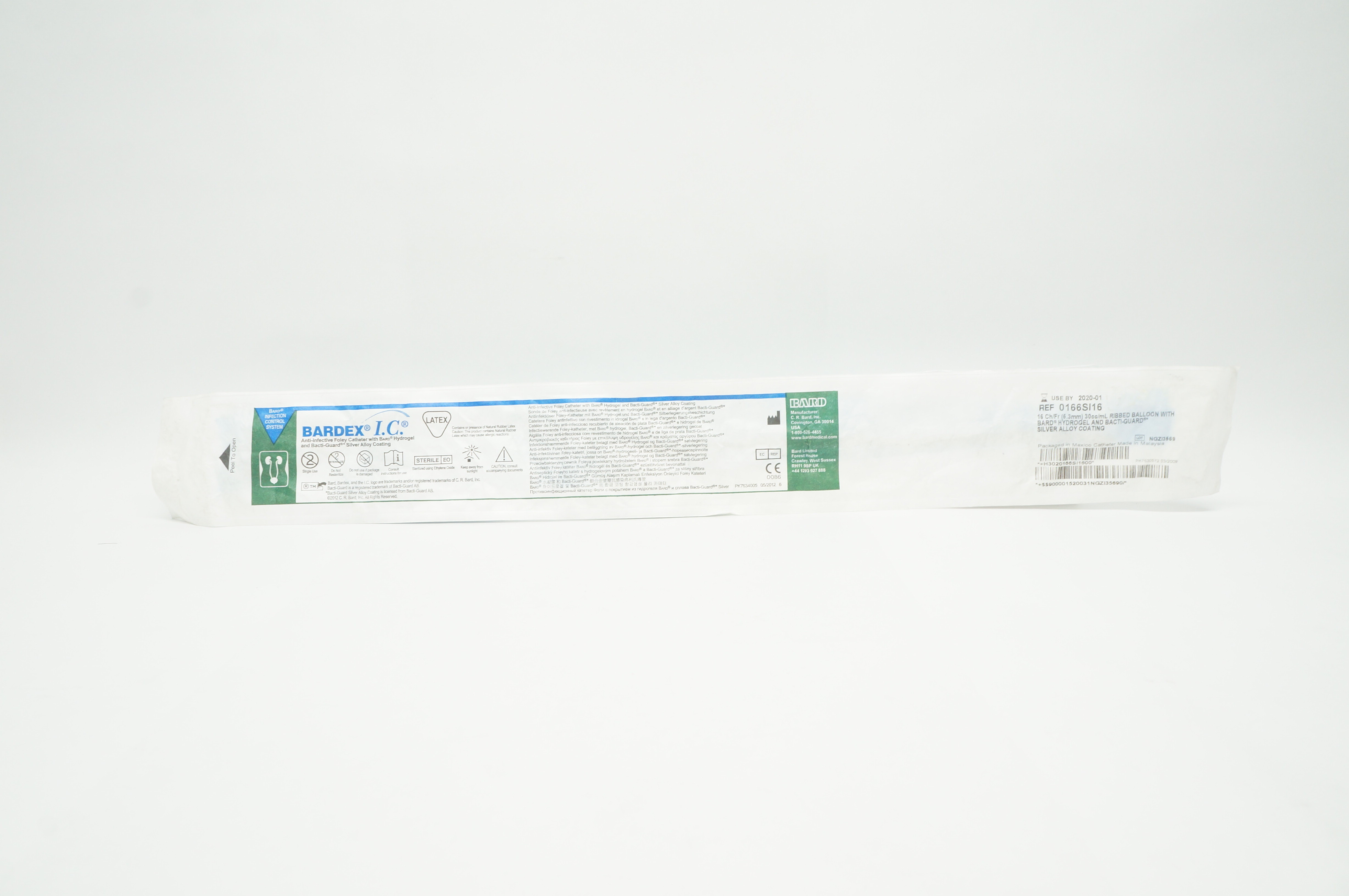 Bard 0166SI16 Bardex I.C. Foley Cath. 16Ch/Fr 30cc/ml (x)